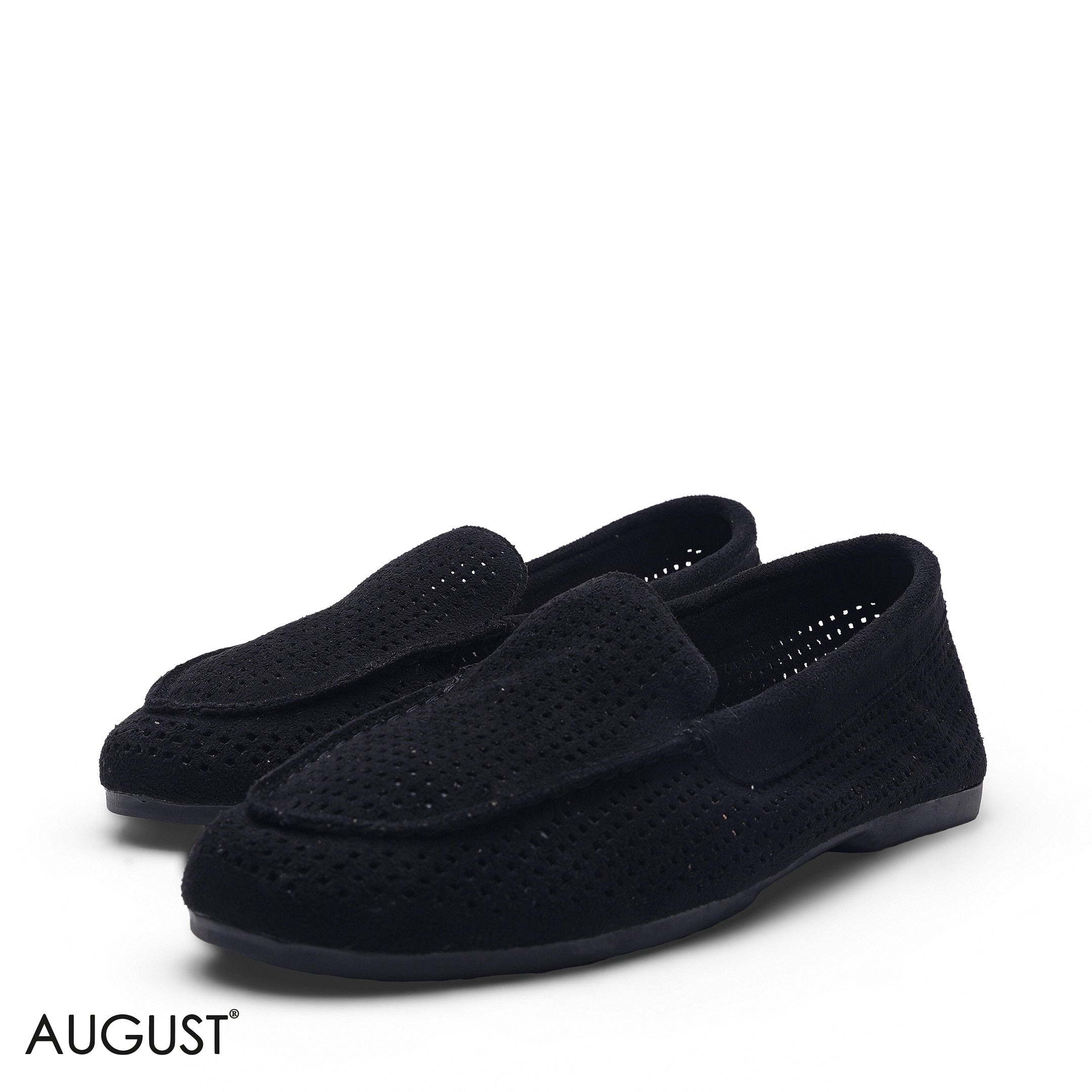 BLACK SUEDE CASUAL SLIP-ON LOAFERS