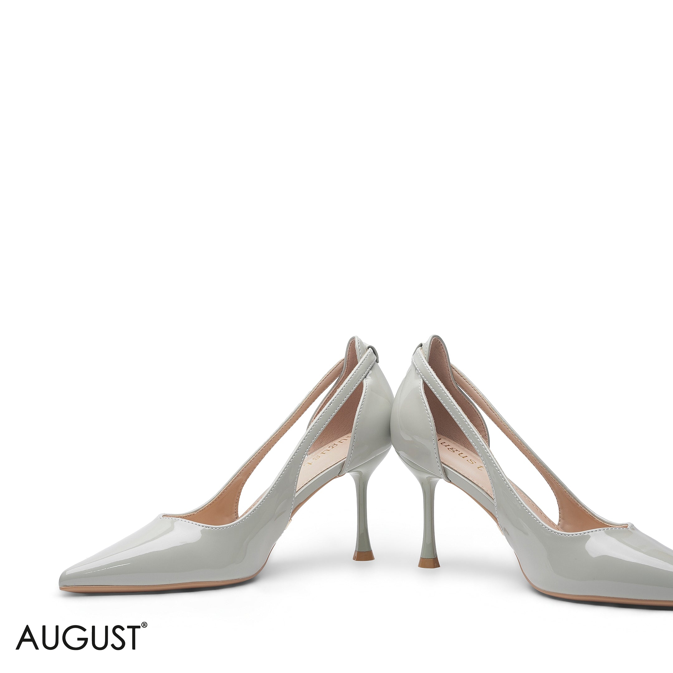 PASTEL GREEN GLOSSY PATENT LEATHER SIDE CUT-OUT HEELS