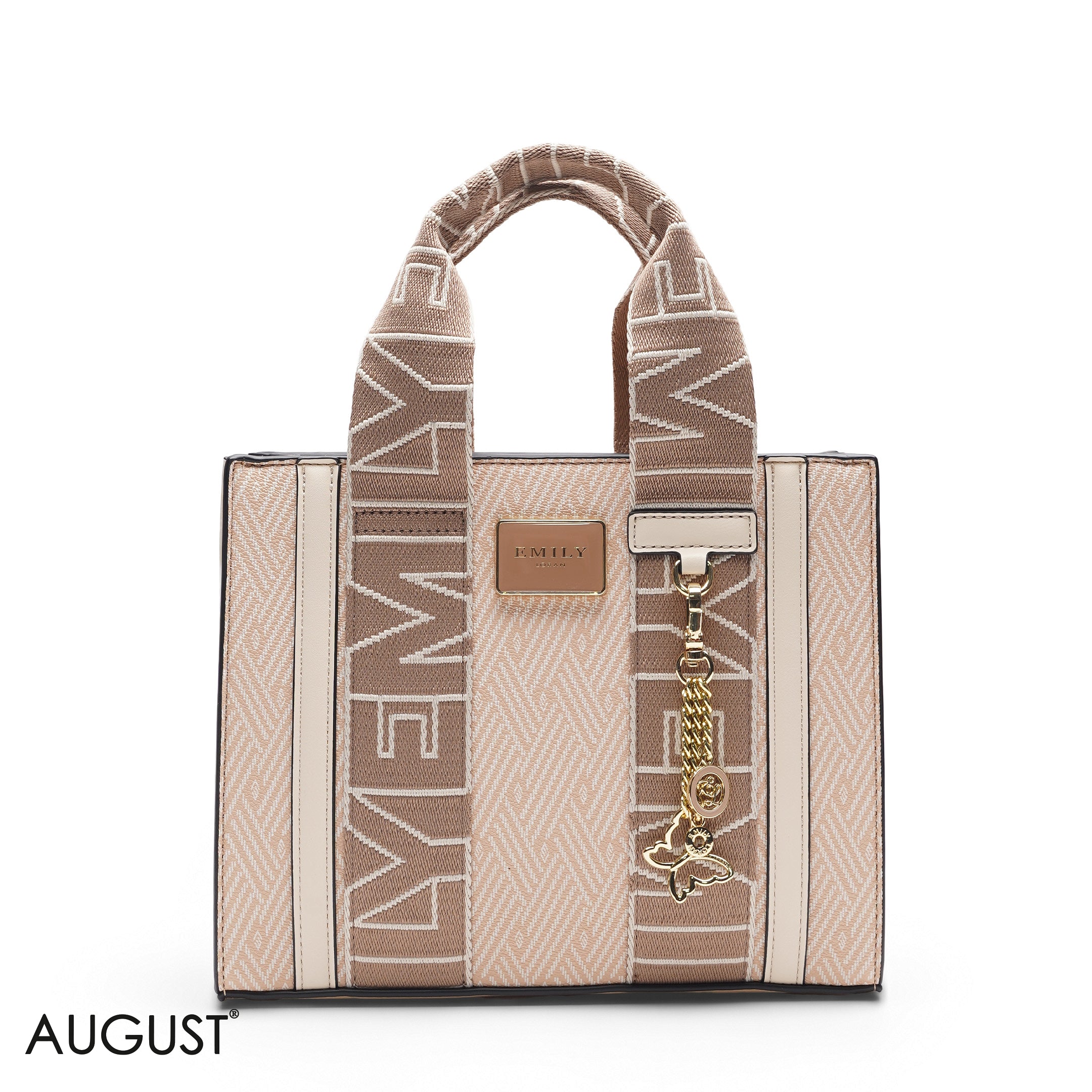 PEACH TOTE BAG WITH SCARF HANDLE - MED