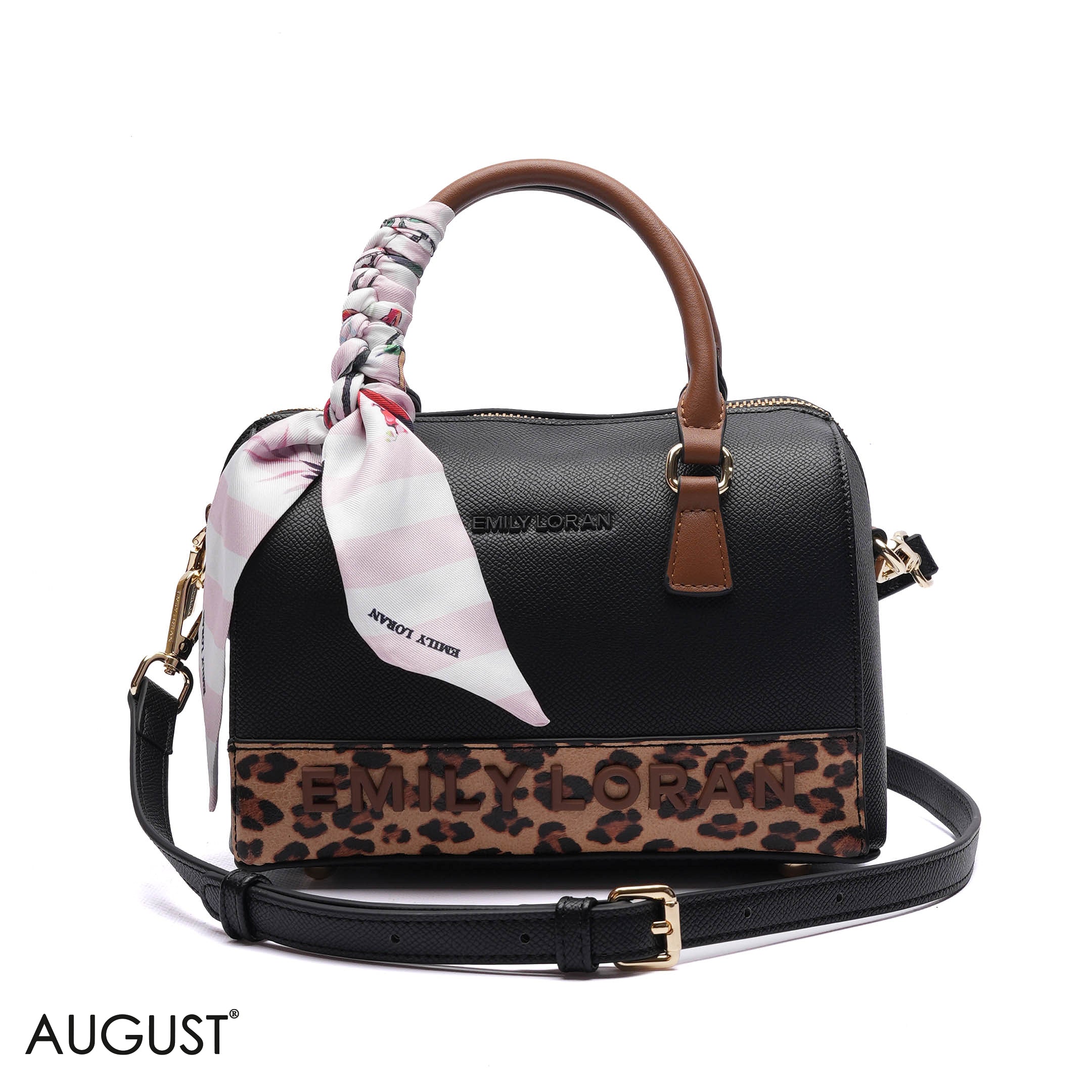 EMILY EMBOSSED LOGO BARREL BAG