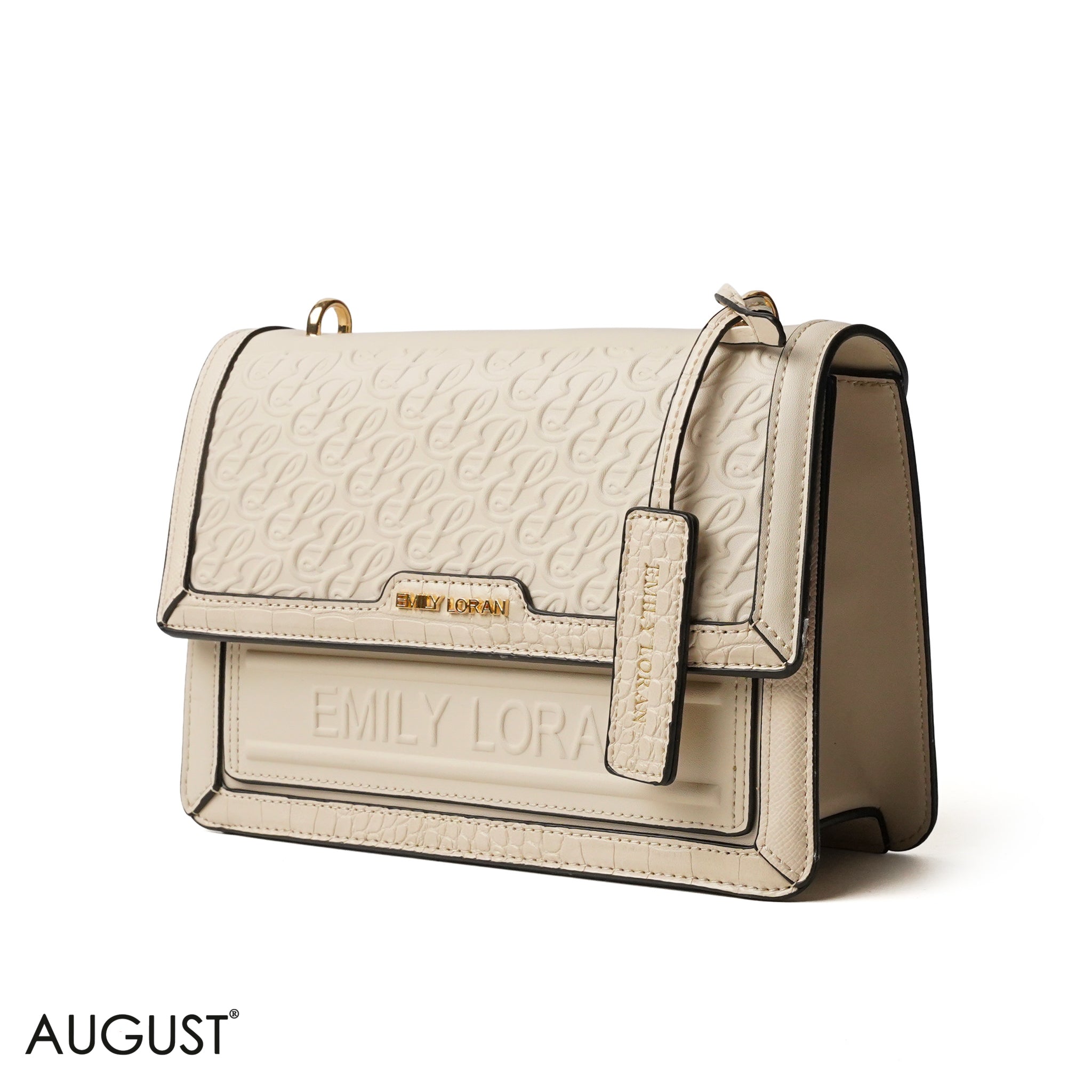 BEIGE CROSS BAG EMILY LOGO - MEDIUM