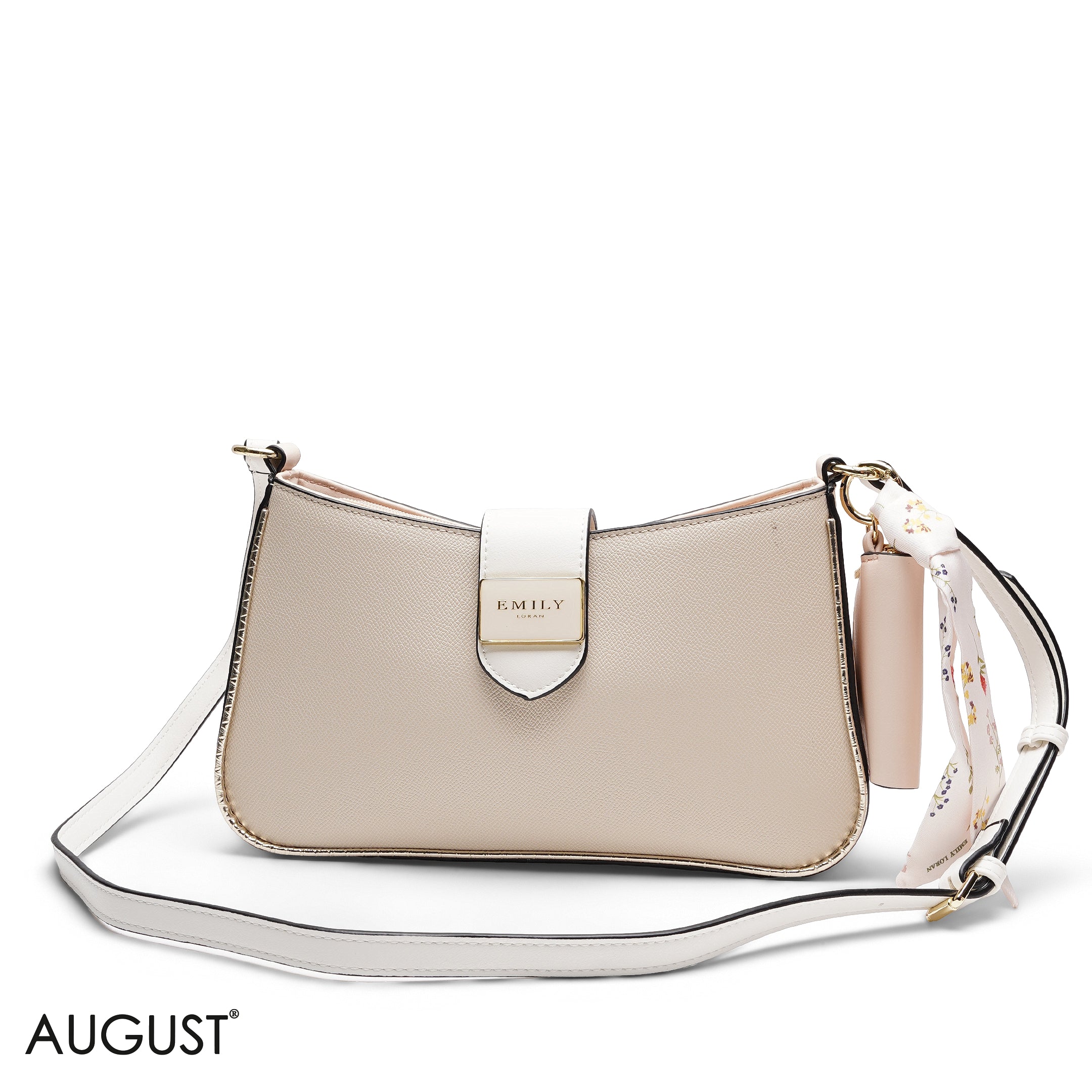 TEXTURED SHOULDER BAG WITH POUCH AND SCARF
