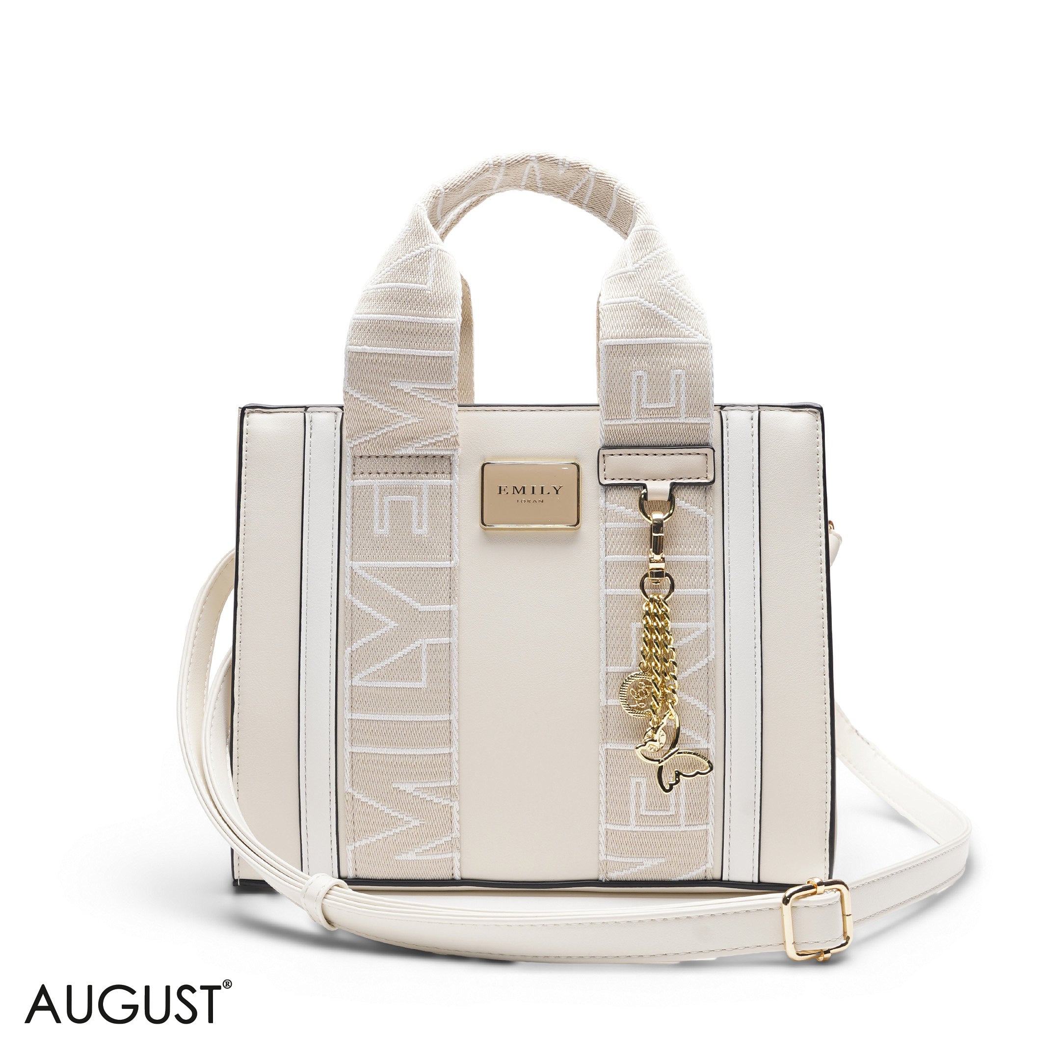 BEIGE TOTE BAG WITH SCARF HANDLE - MED