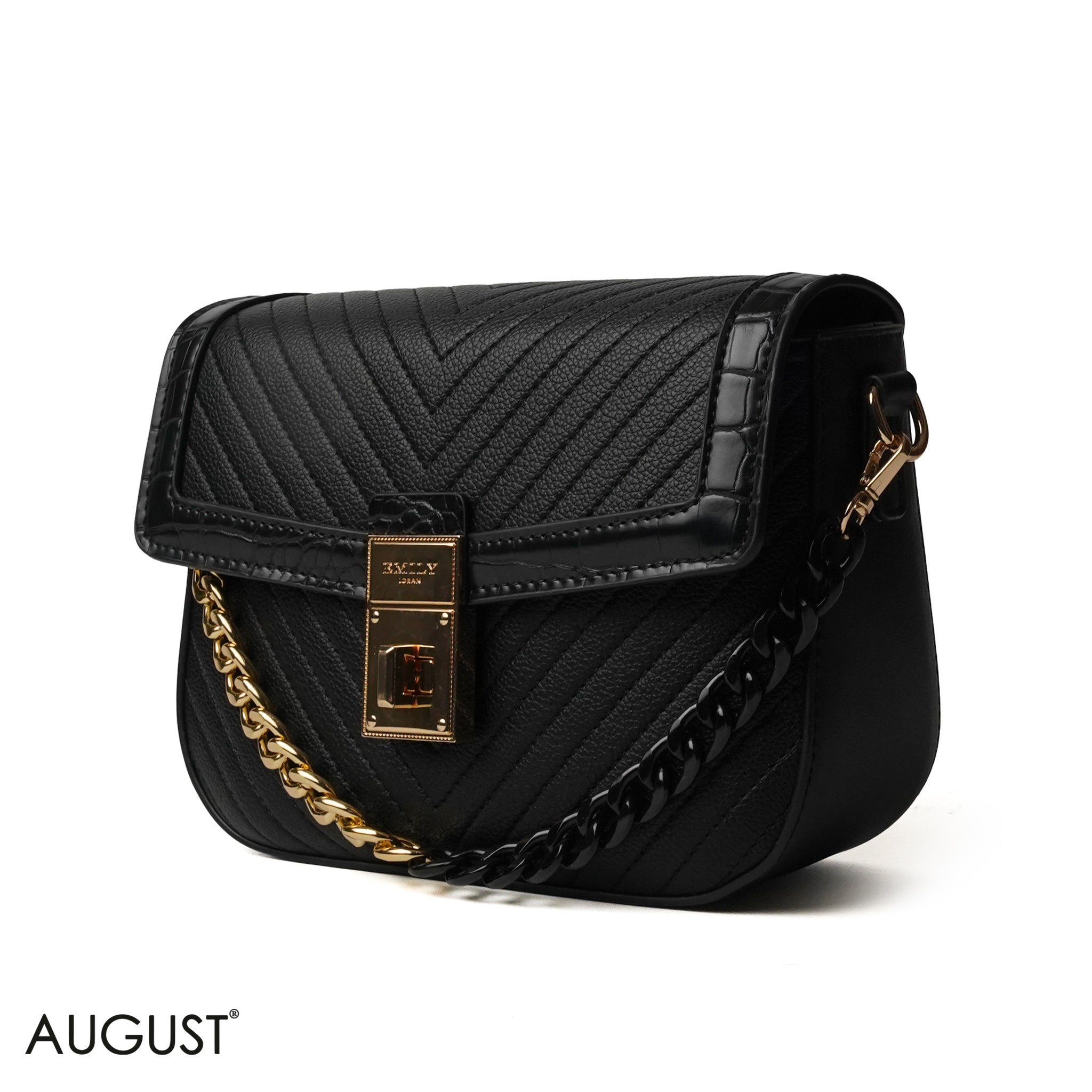 BLACK CROSS BAG WITH SIMPLE PUFF DESIGN - SMALL