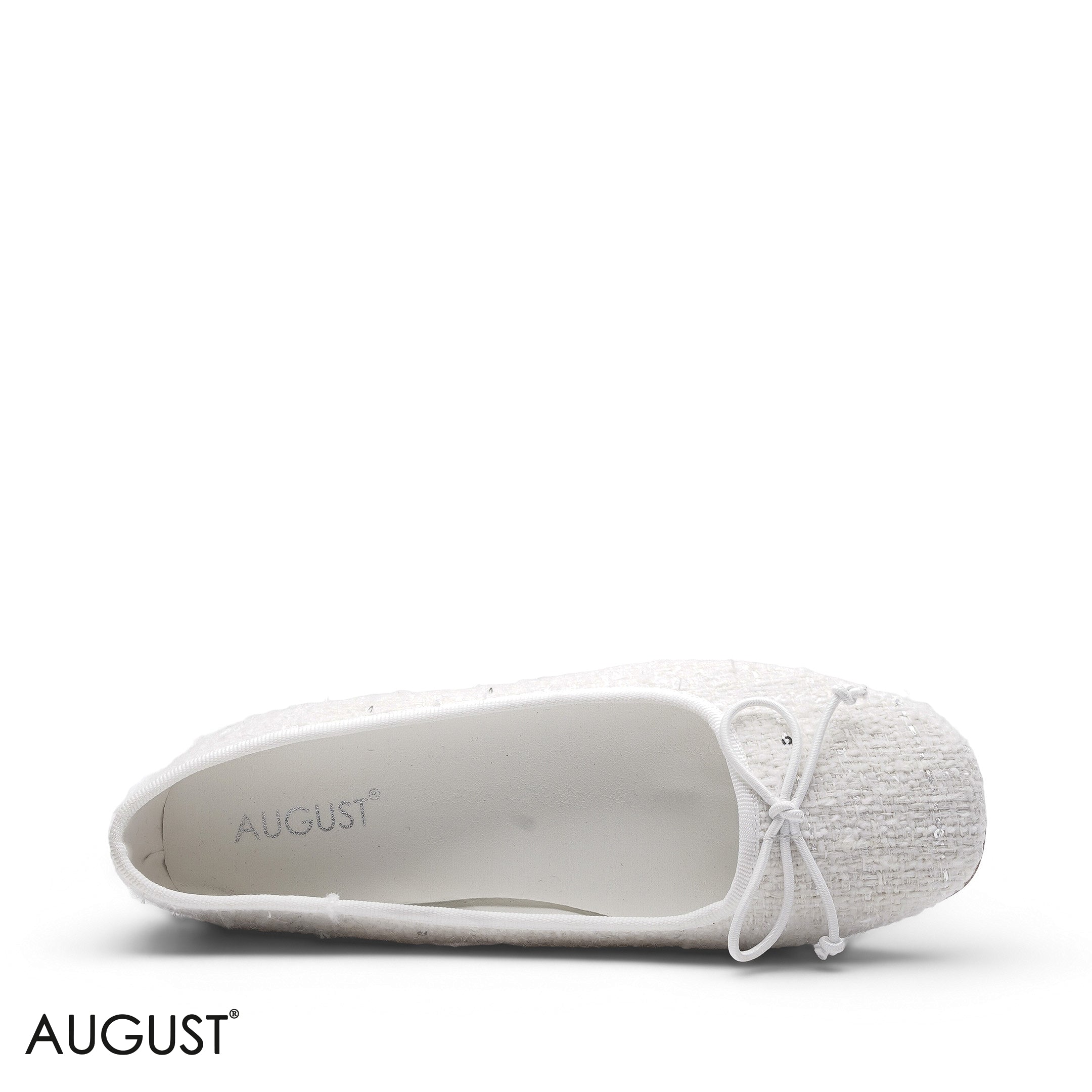 ELEGANT WHITE TWEED SLINGBACK FLAT