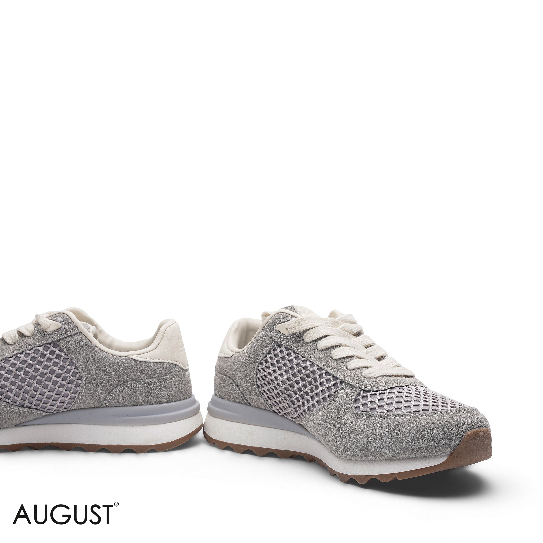 ELEGANT ASH GREY SUEDE MESH SNEAKER