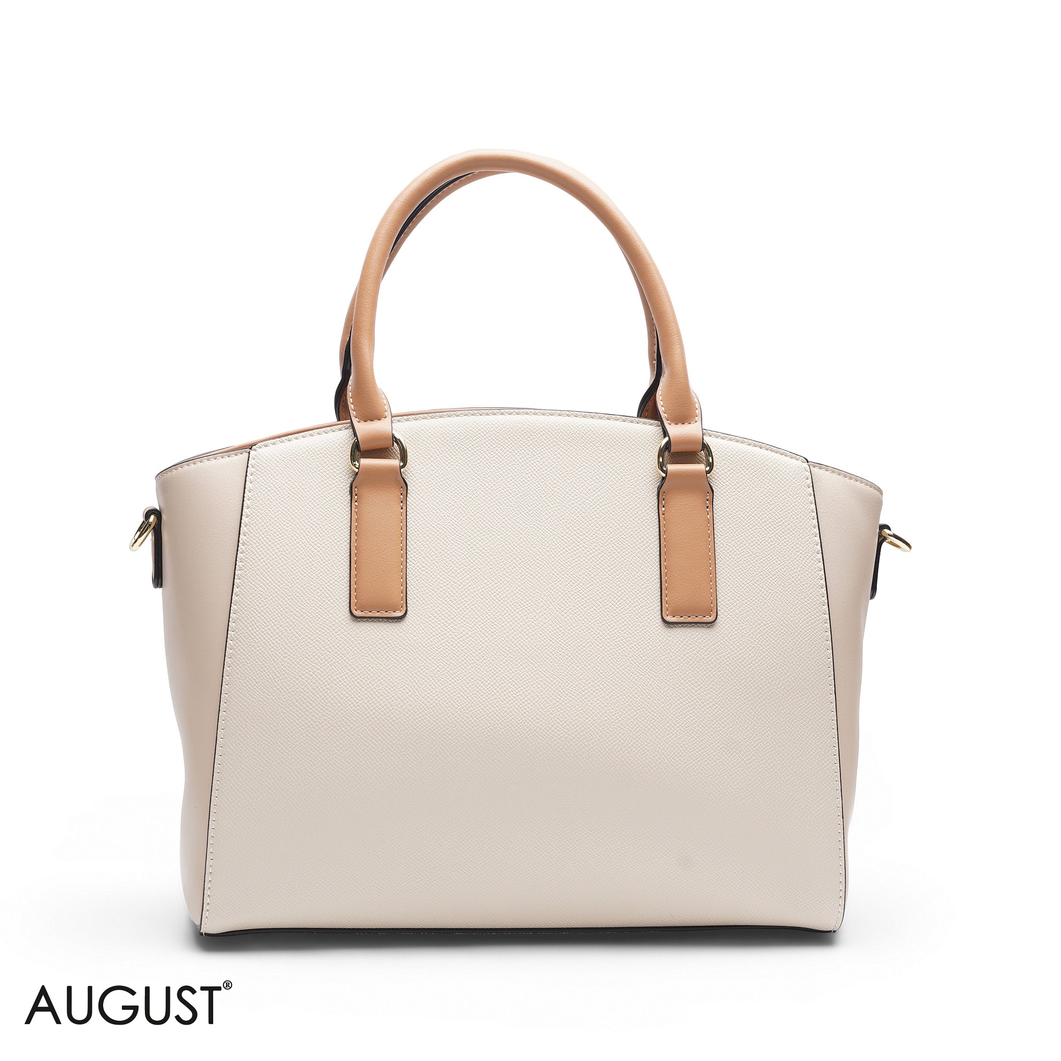 WHITE & PEACH TOTE BAG WITH WALLET - LARGE