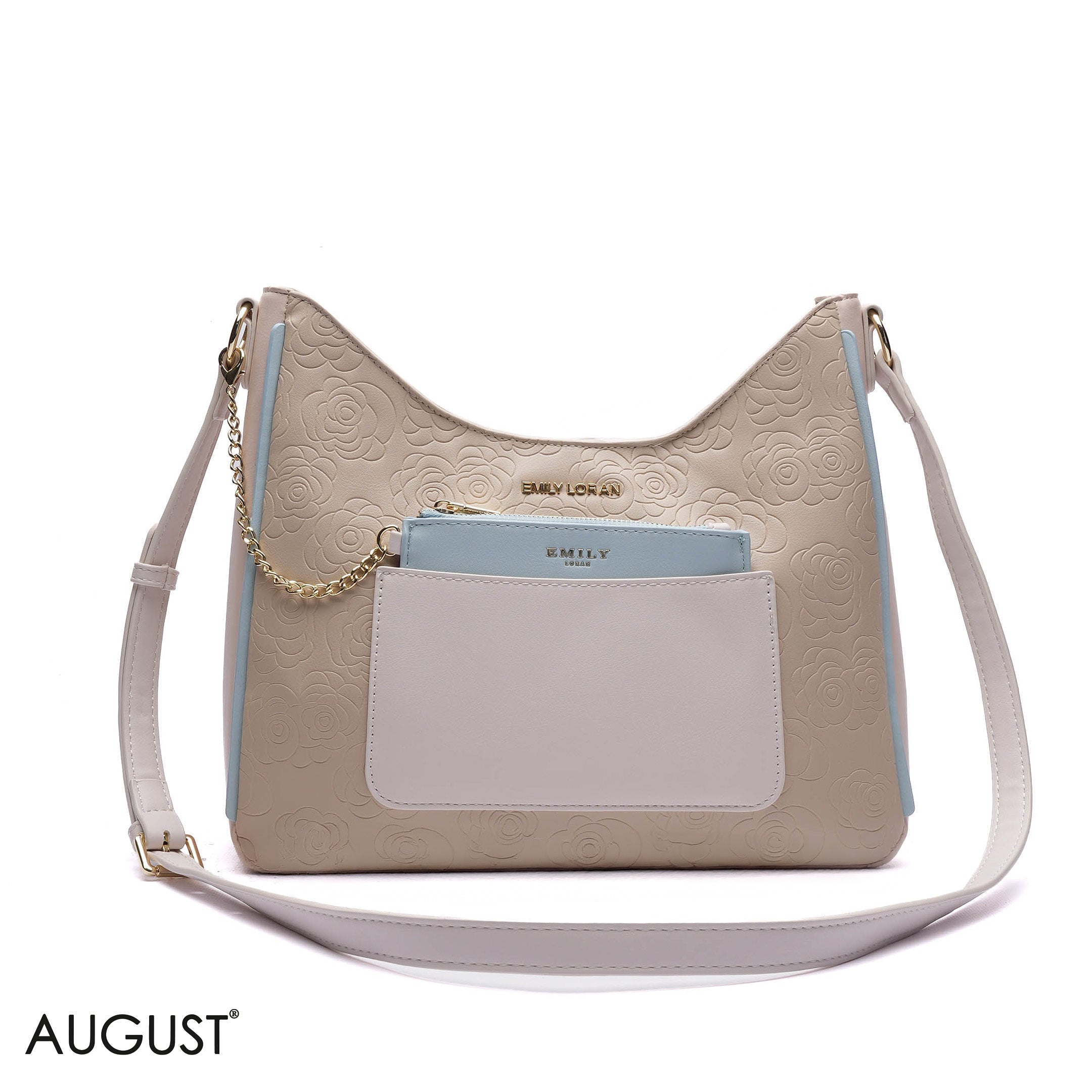EMBOSSED ROSE SHOULDER BAG SET