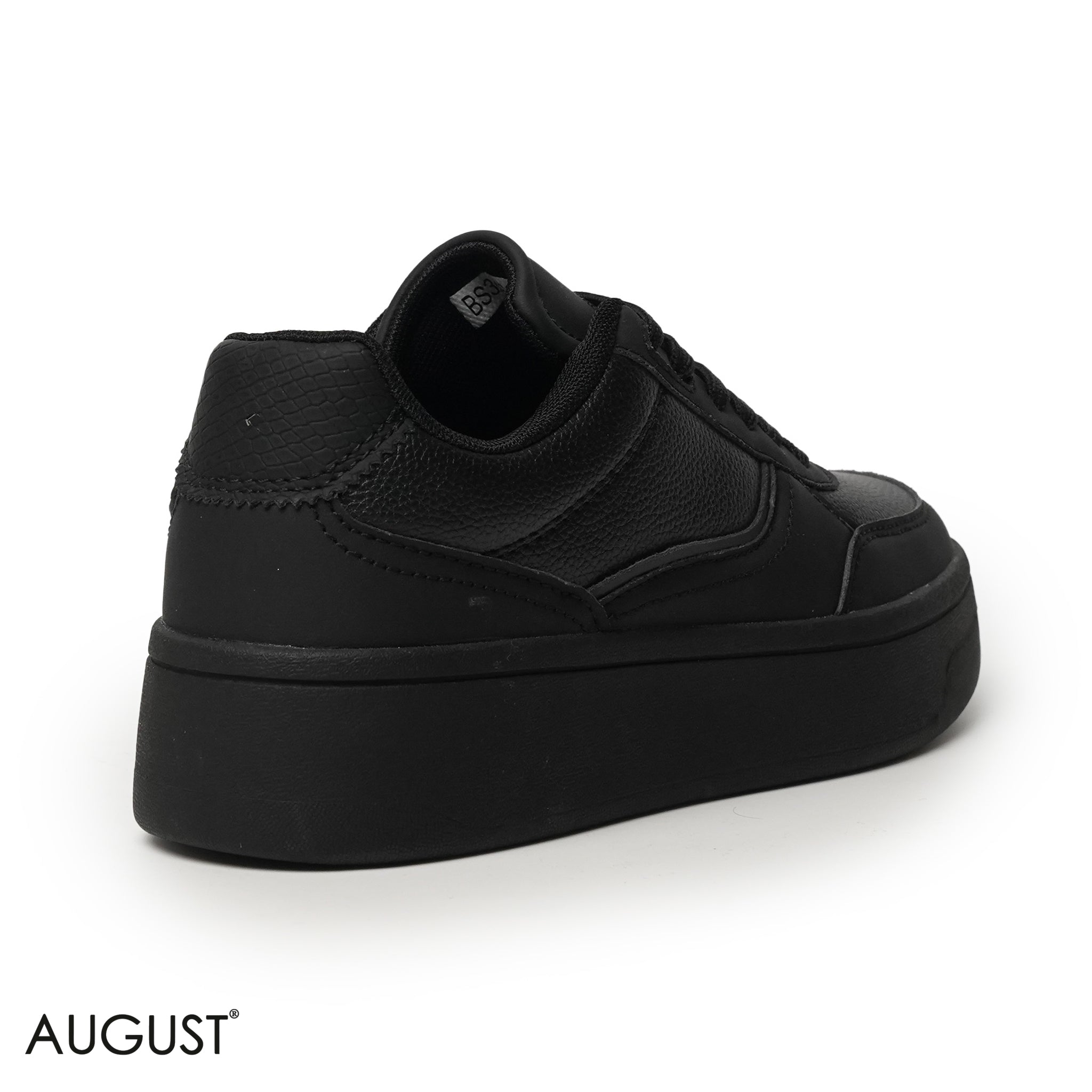 BLACK LEATHER SNEAKERS WITH RUBBER SOLE