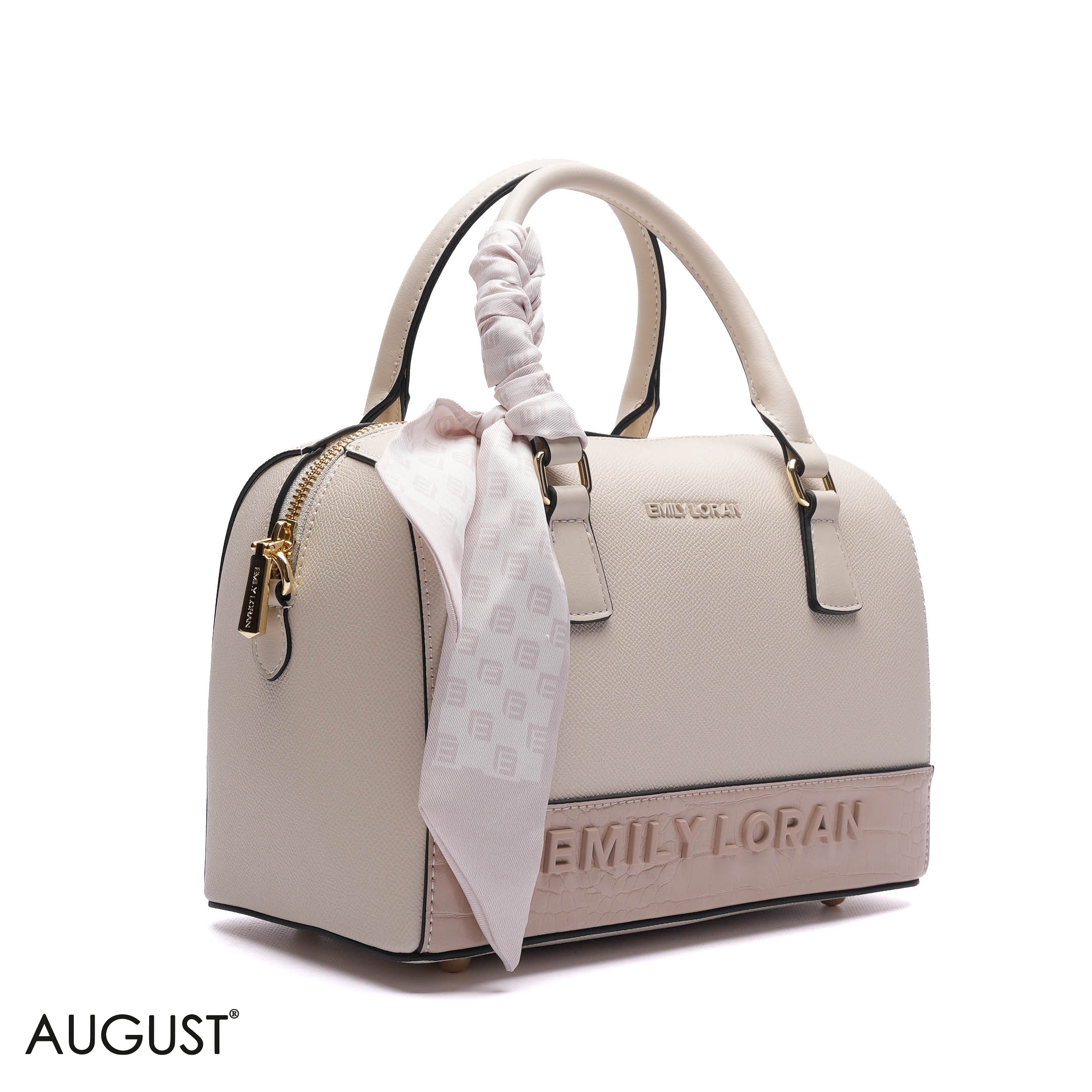 EMILY EMBOSSED LOGO BARREL BAG - MED