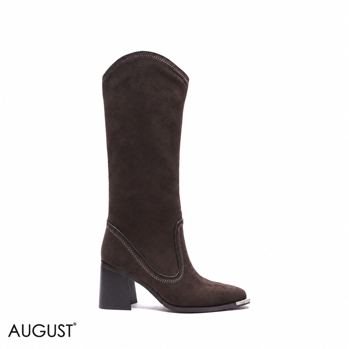 METALLIC-TIP SUEDE COWBOY BOOTS