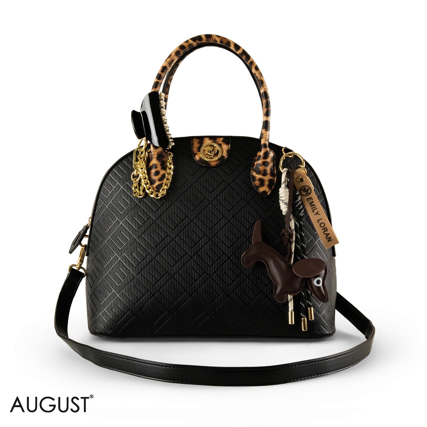 EMILY LORAN EMBOSSED LEATHER HANDBAG WITH ACCESSORIES - LARGE