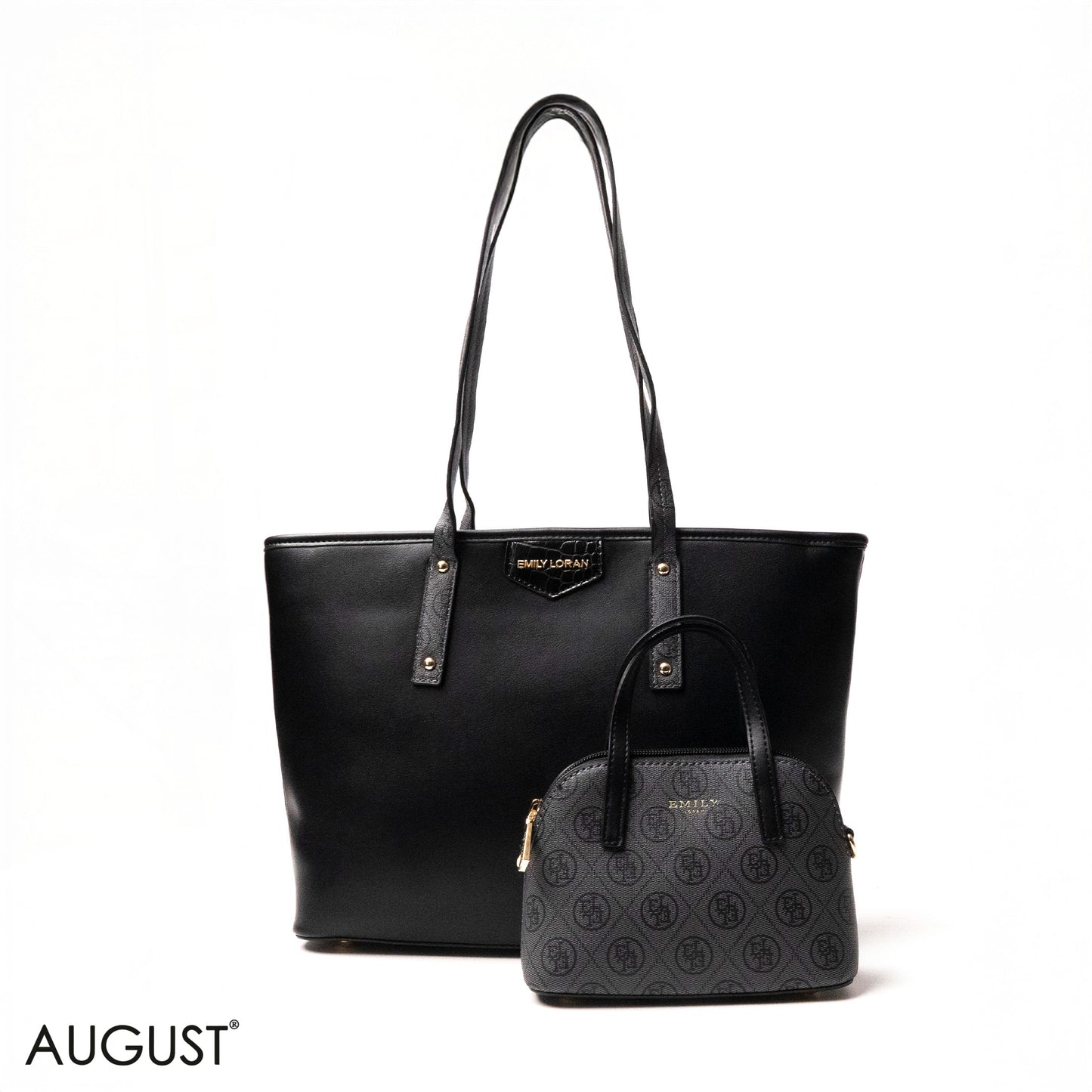 EMILY LOGO-PRINT LEATHER SHOULDERS BAG WITH A SMALL BAG - LARGE