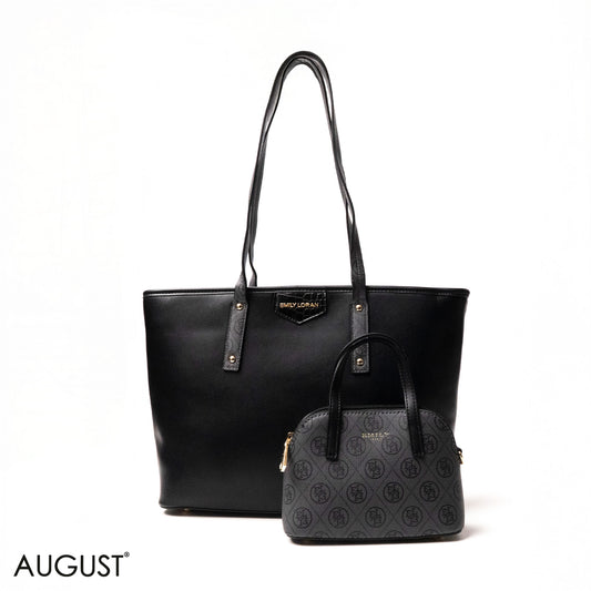 EMILY LOGO-PRINT LEATHER SHOULDERS BAG WITH A SMALL BAG - LARGE