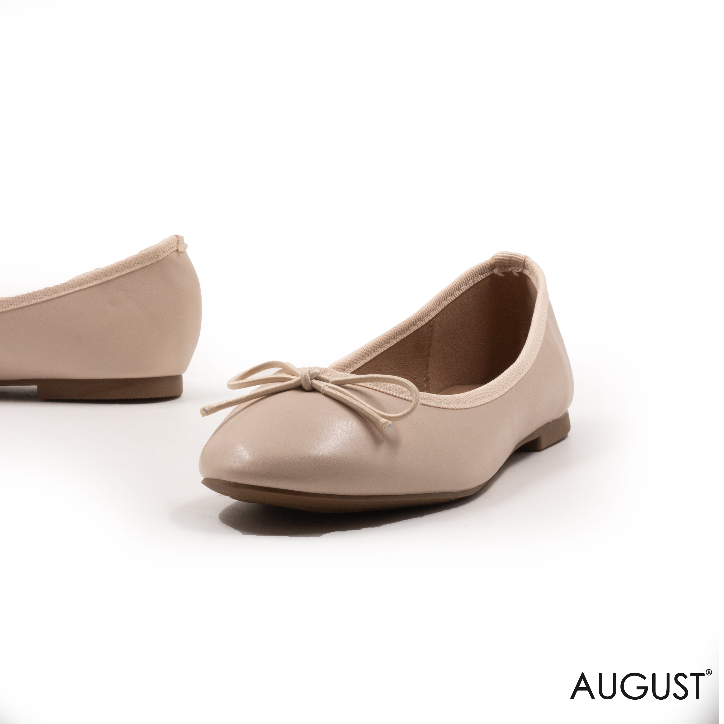 SMOOTH LEATHER BALLET FLATS WITH BOW