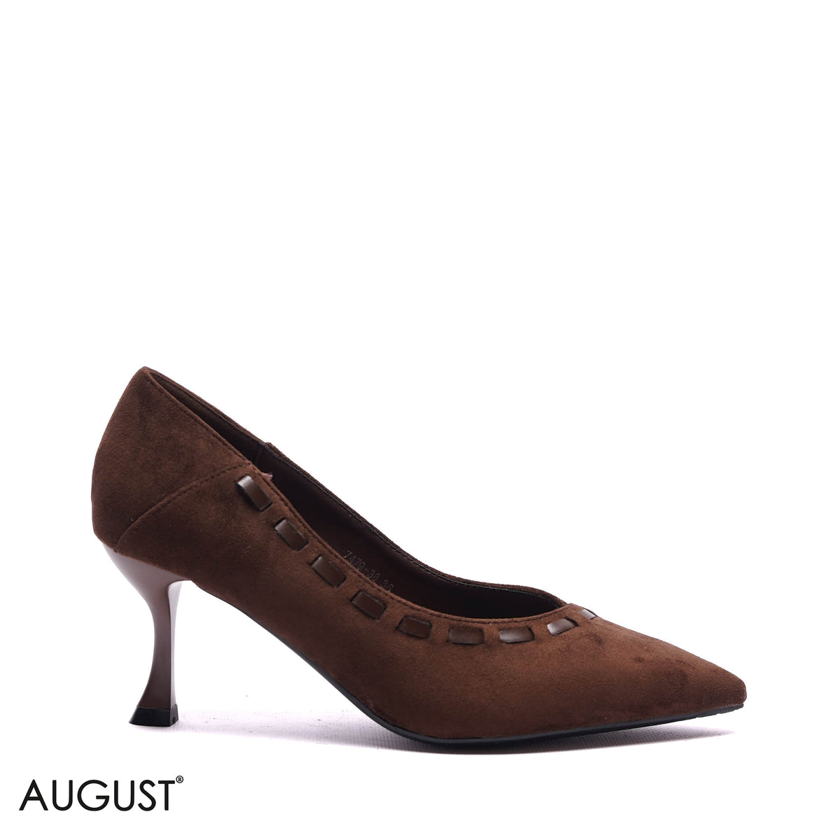 WOVEN TRIM SUEDE POINTED PUMPS