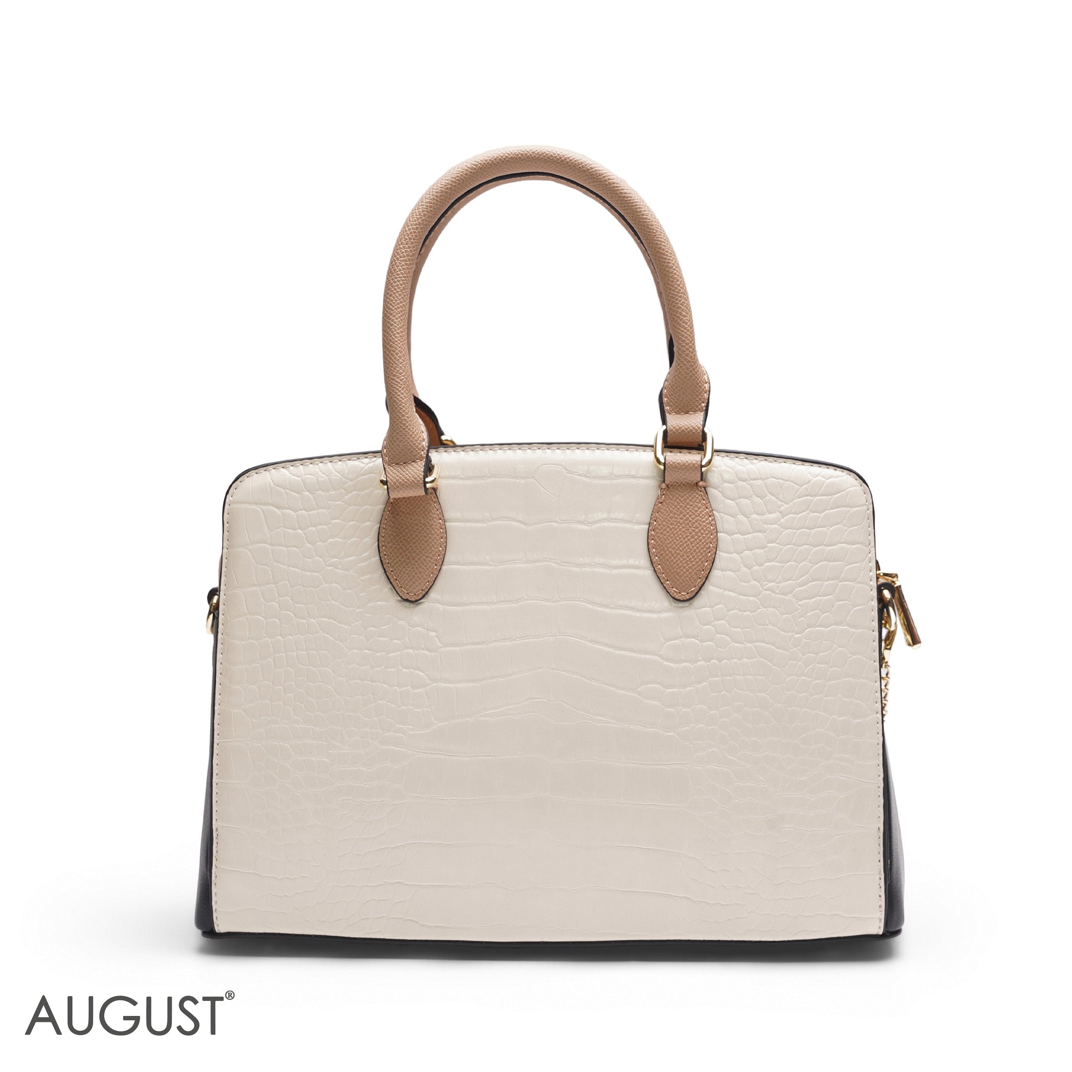 EMILY BEIGE & BLACK BAG WITH MINI POUCH - MED