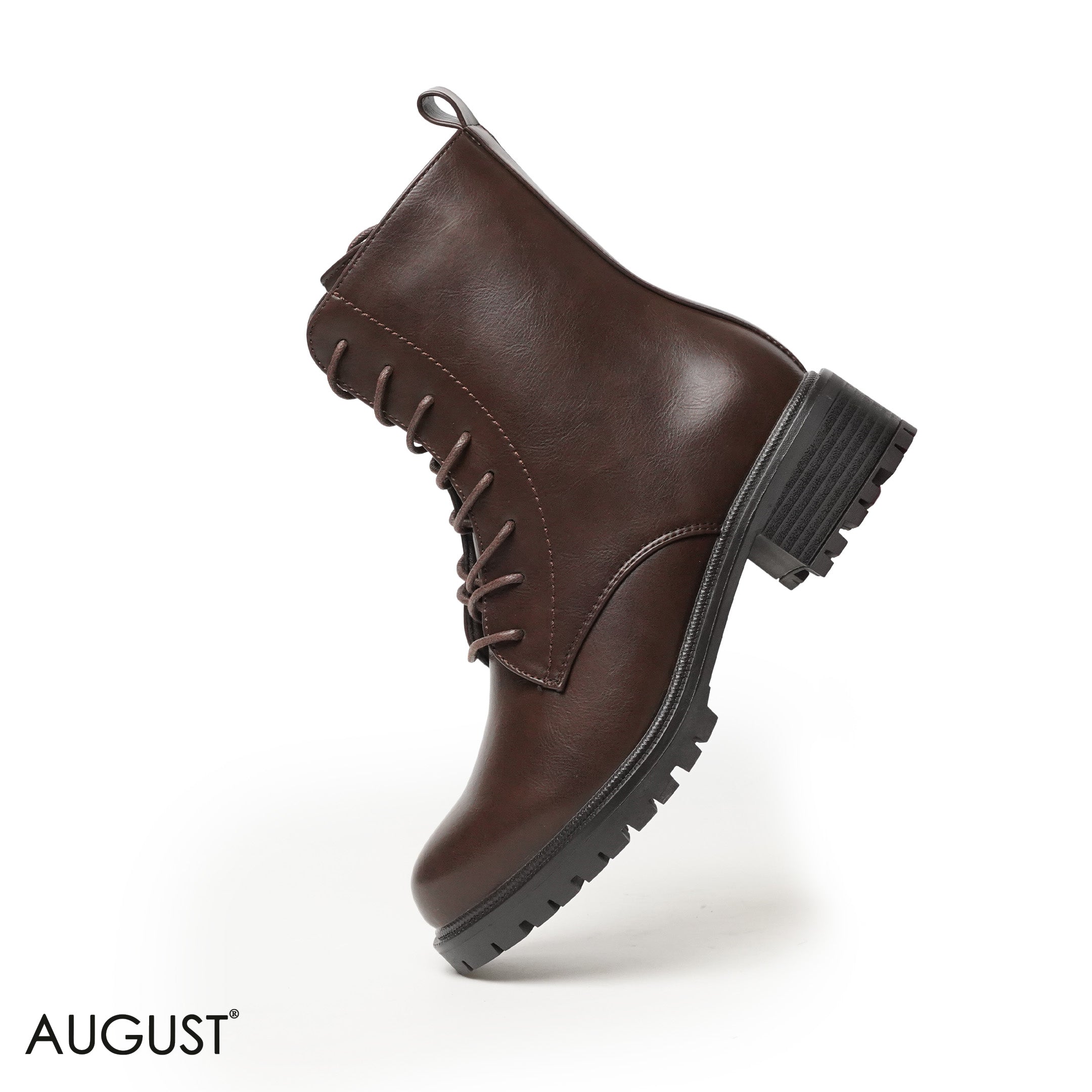 BROWN LEATHER ANKLE BOOTS WITH BOND