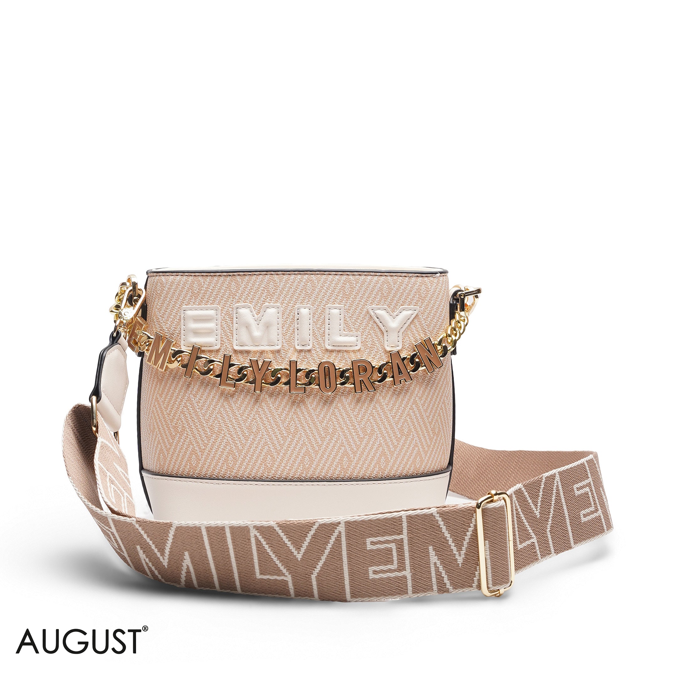 PEACH TOTE WITH GOLD CHAIN & STRAP