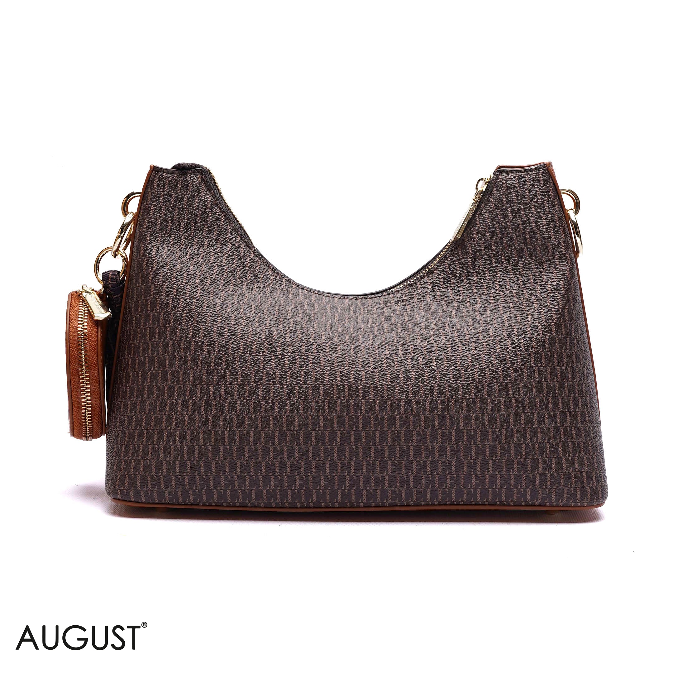 ELEGANT MONOGRAM PRINT SHOULDER BAG