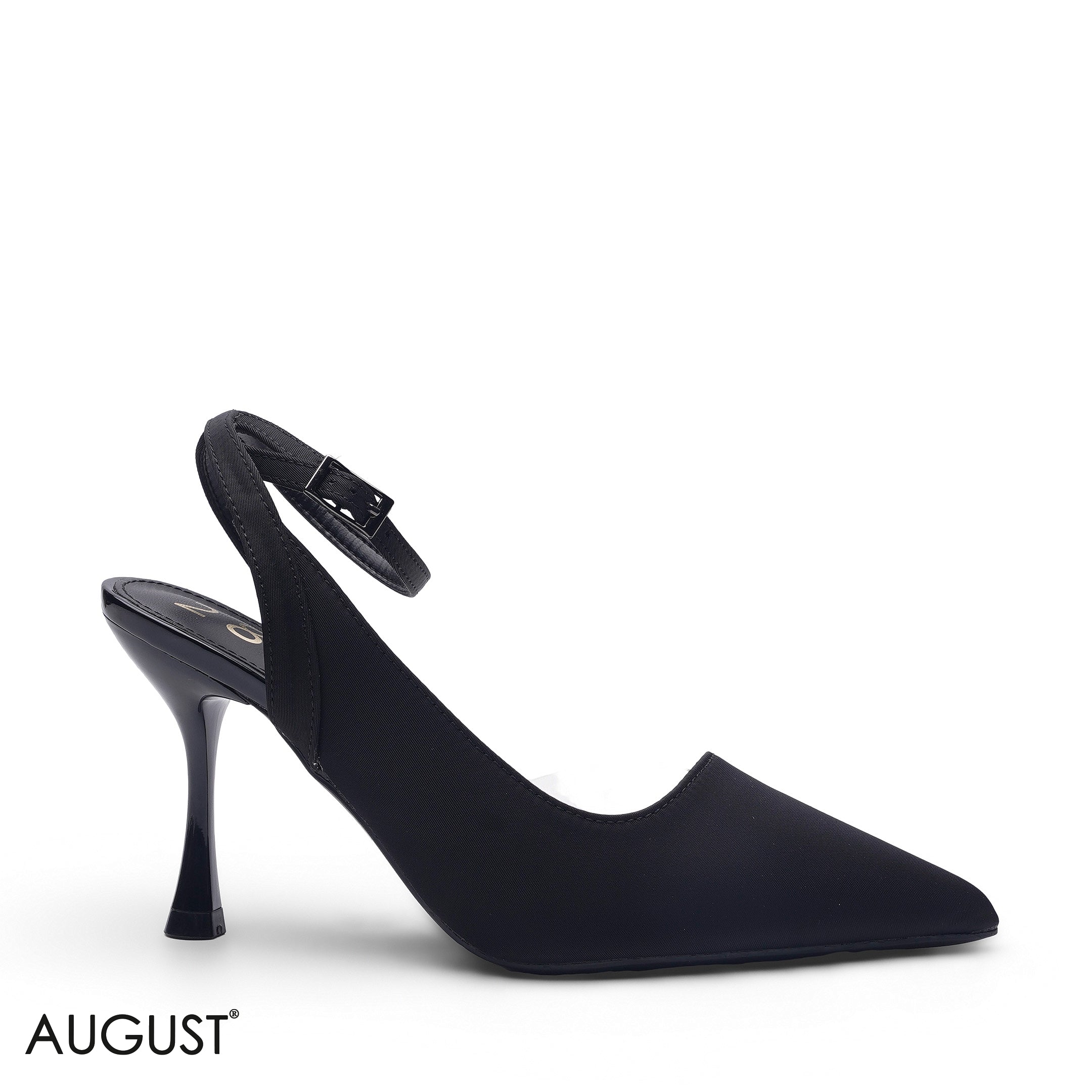 ELEGANT BLACK POINTED-TOE SLINGBACK HIGH HEELS