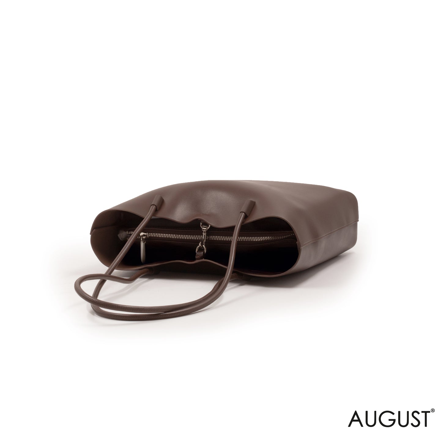 BASIC DARK BROWN SMOOTH LEATHER SHOULDER BAG -MED