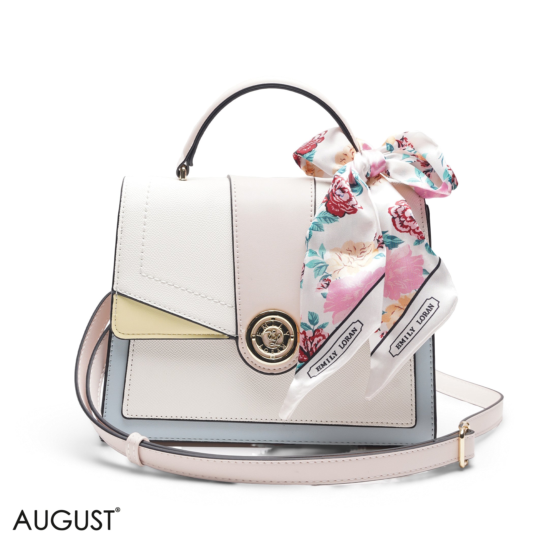 MULTICOLOR PANEL SCARF WHITE TOP