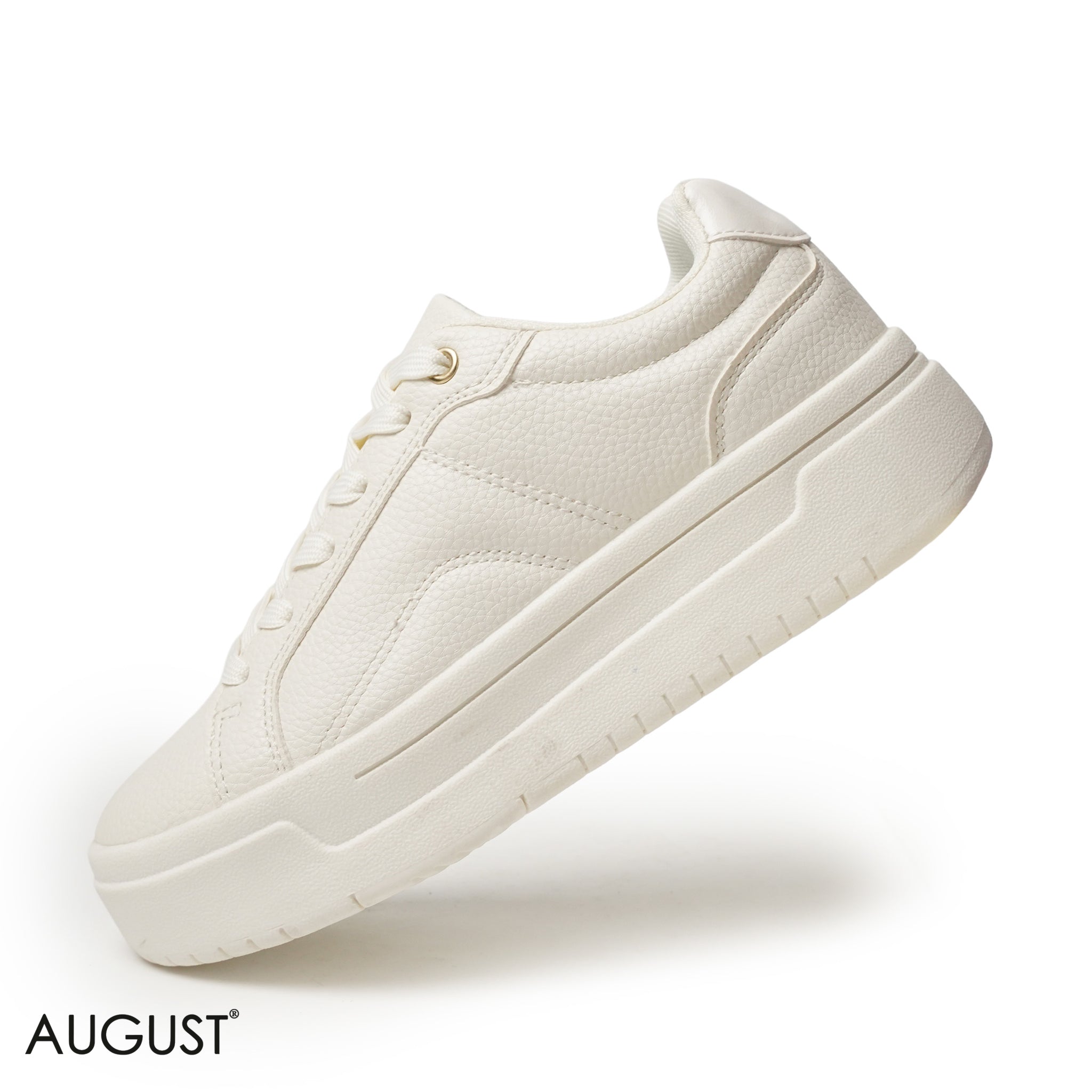 WHITE LEATHER SNEAKERS WITH THICK SOLE