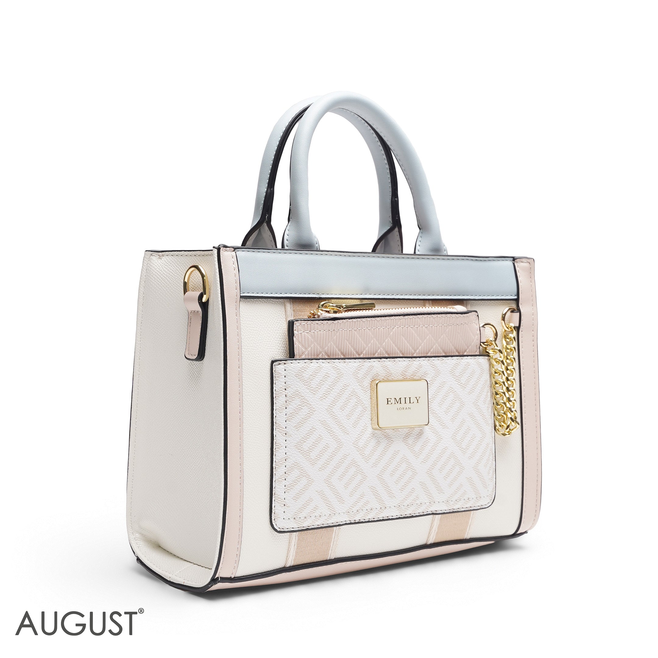 EMILY EMBOSSED LOGO TOTE BAG - MULTI-COLOUR PASTEL - MED