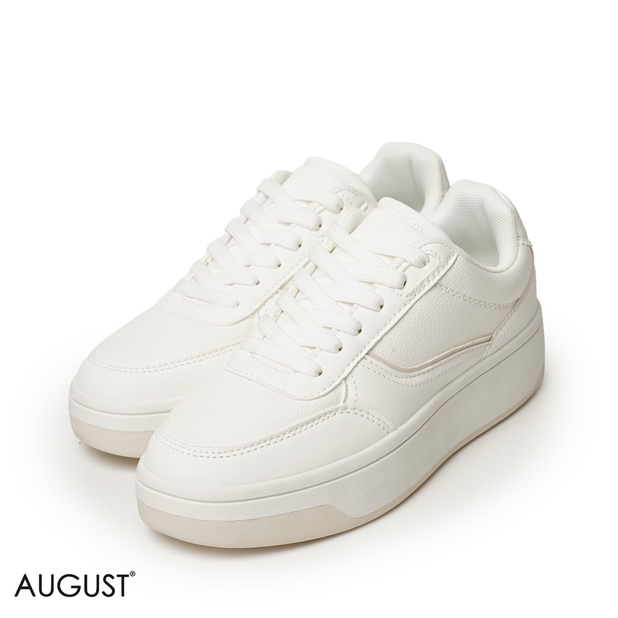 WHITE LEATHER SNEAKERS WITH RUBBER SOLE