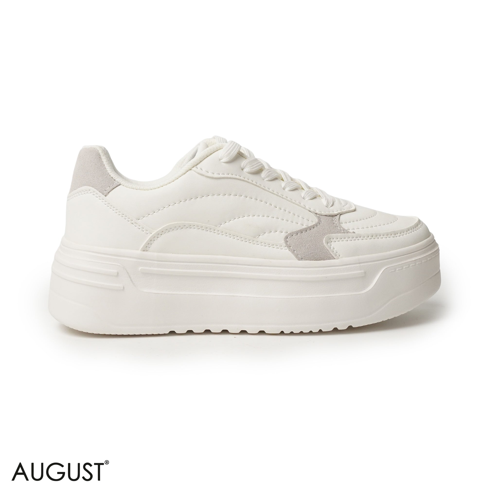 WHITE LEATHER SNEAKERS WITH THICK SOLE