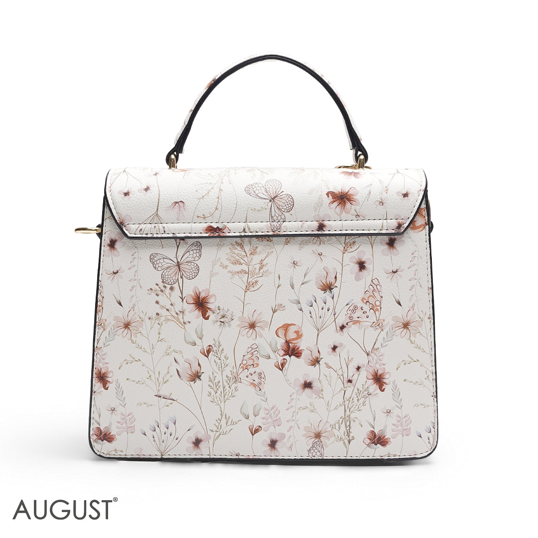 WHITE FLORAL SATCHEL BAG