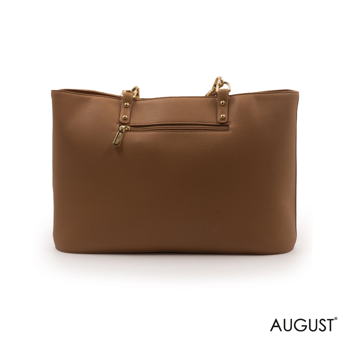 BEIGE LEATHER TOTE BAG WITH SPECIAL DESIGN -LARGE