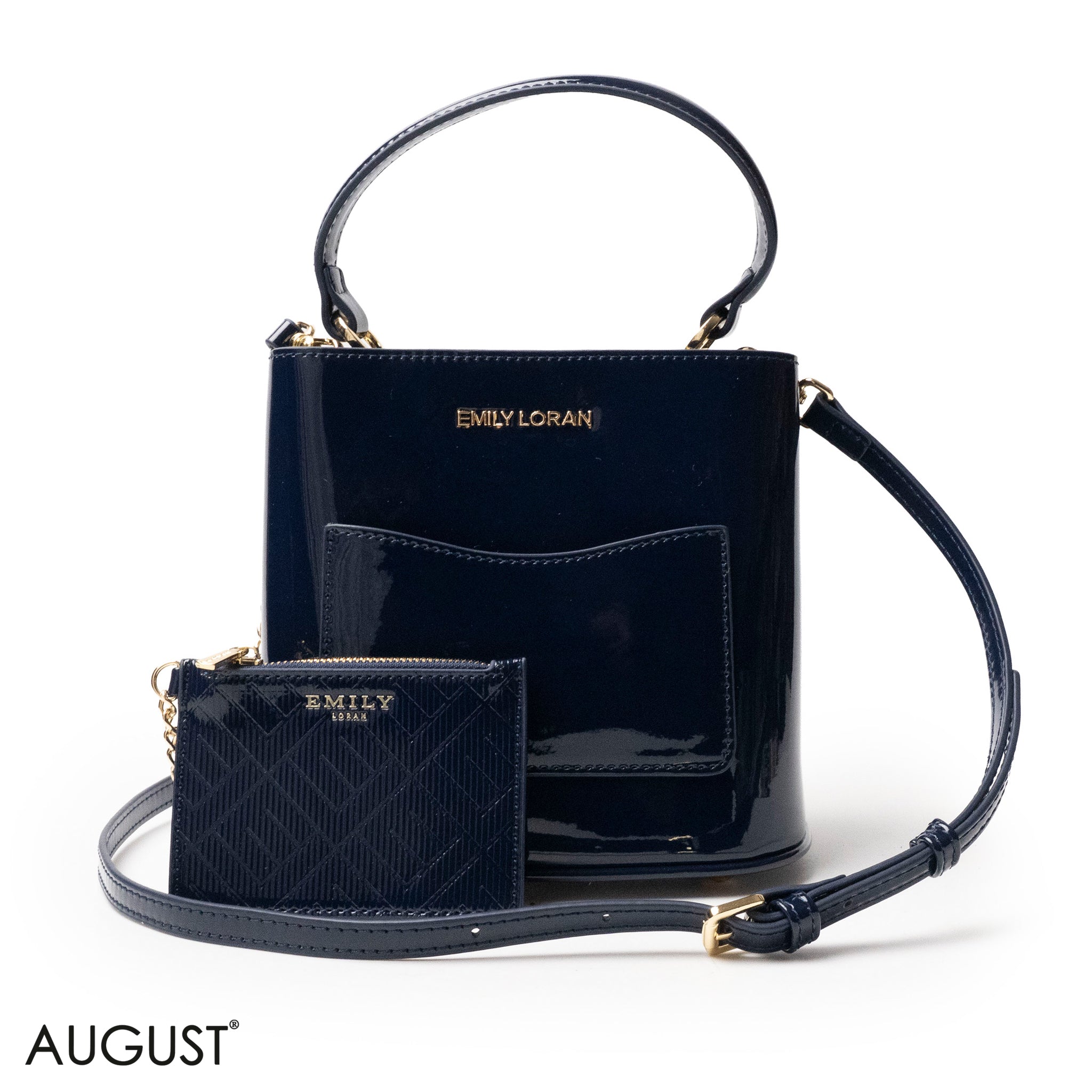 GLOSSY LEATHER HANDBAG WITH METAL CHAIN,MINI WALLET -SMALL