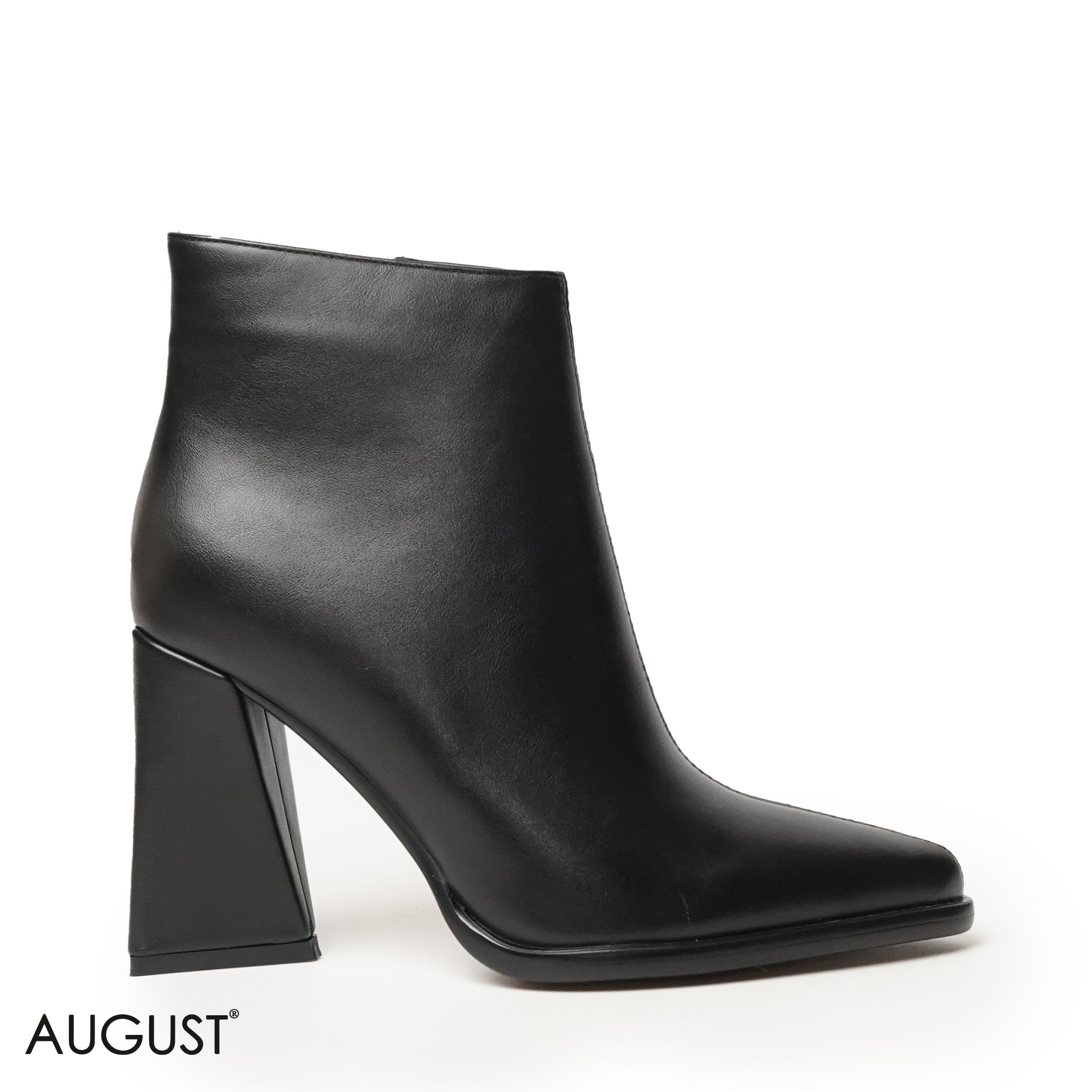 BLACK LEATHER HEELED BOOTS WITH SIDE ZIPPER