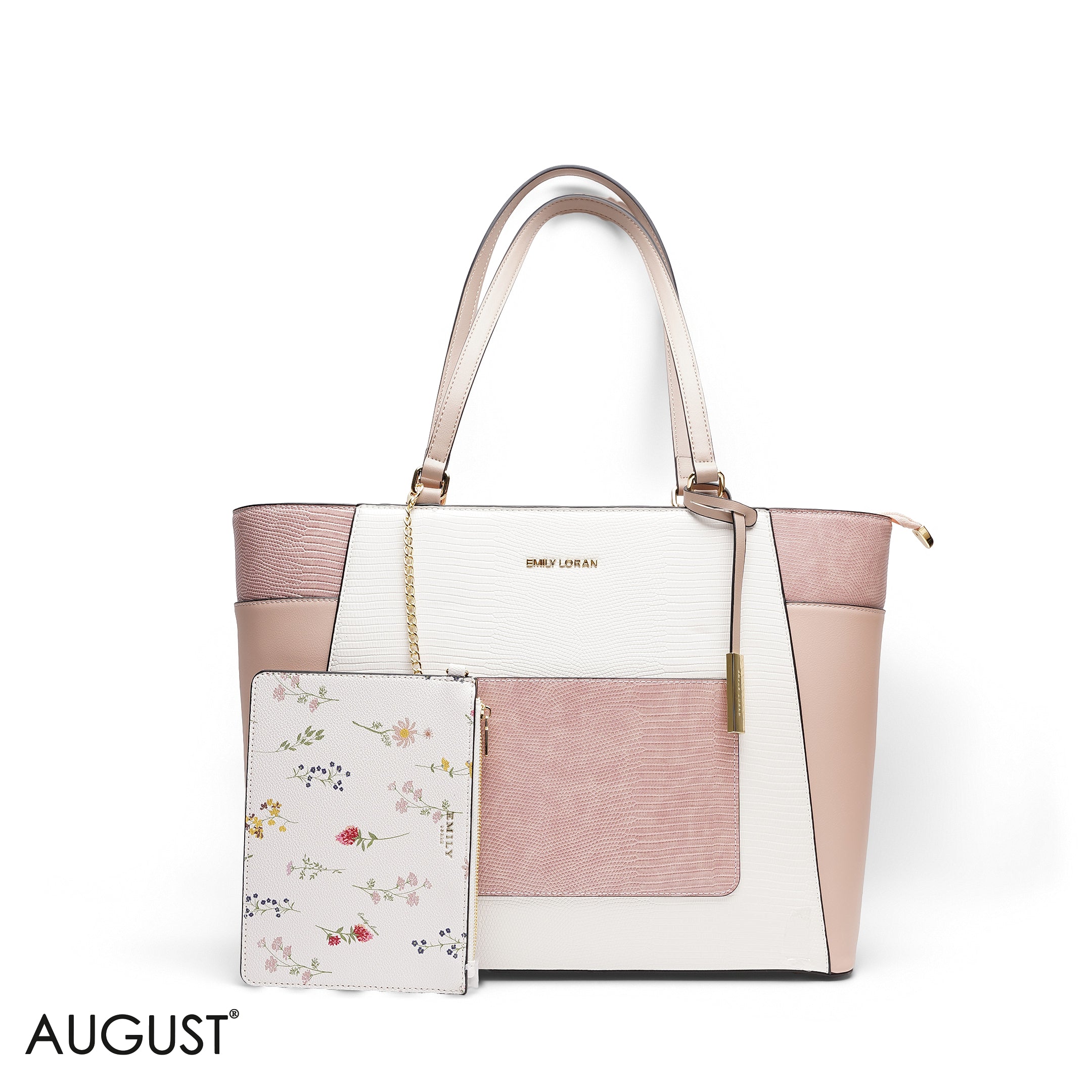 MIXED-TEXTURE PANELLED TOTE SET