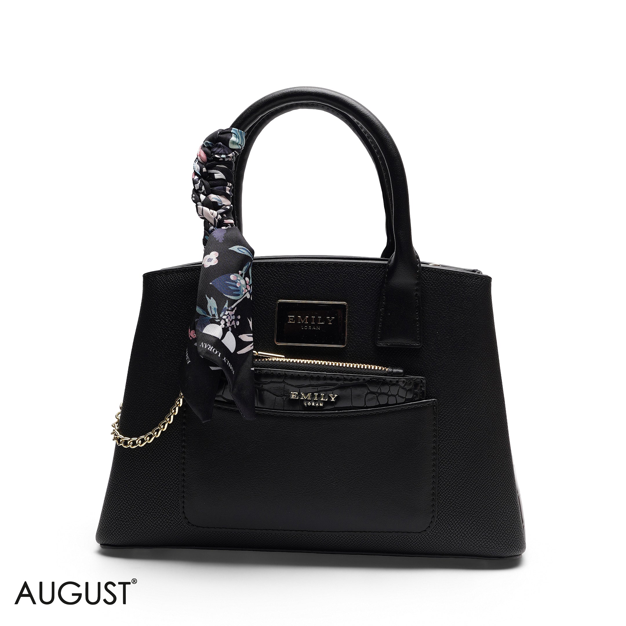 CHIC SATCHEL WITH POUCH AND SIGNATURE SCARF BAG