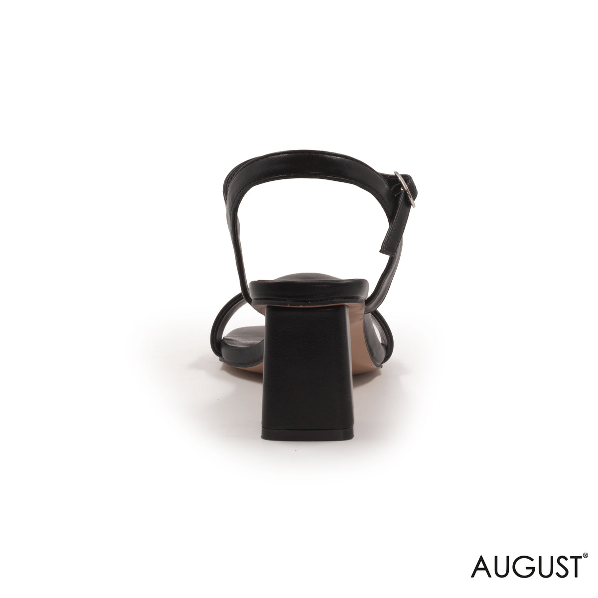 SMOOTH LEATHER BLOCK HEELED SANDAL WITH STRAP