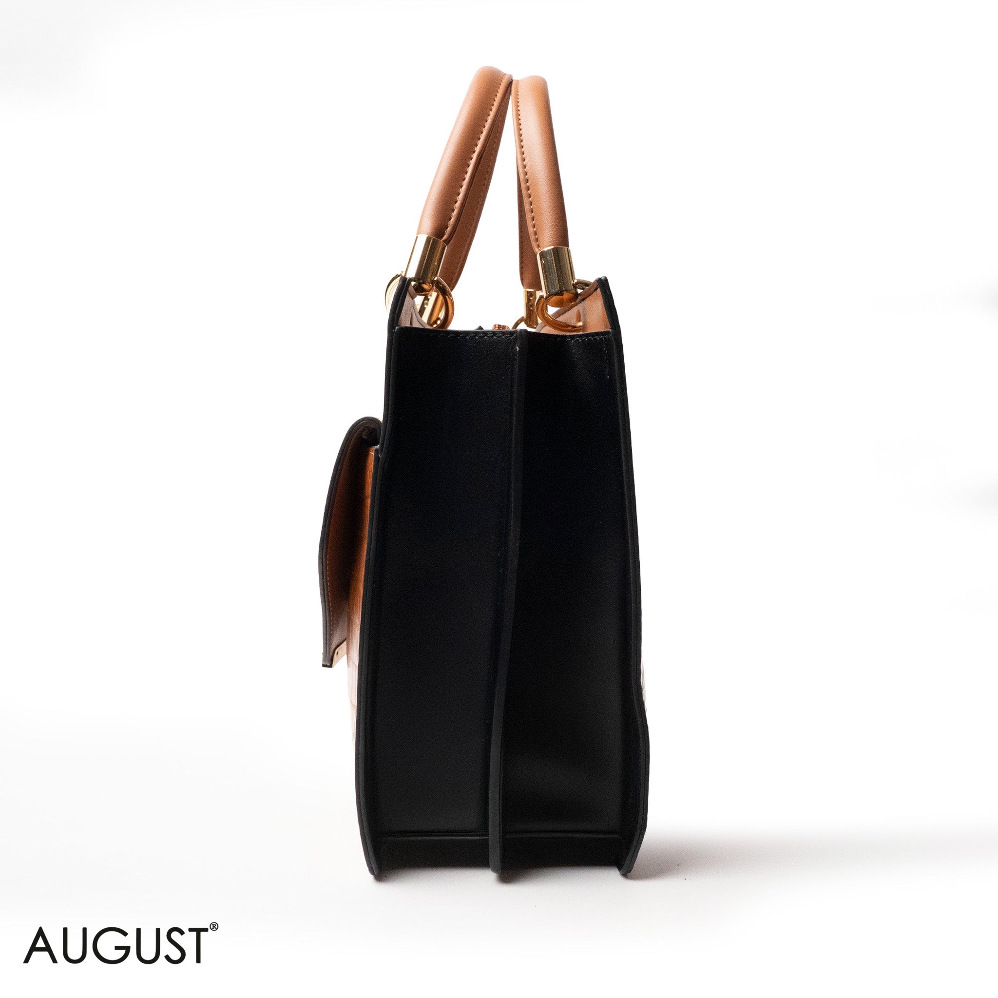 CROC LEATHER HANDBAG WITH FLAP - LARGE