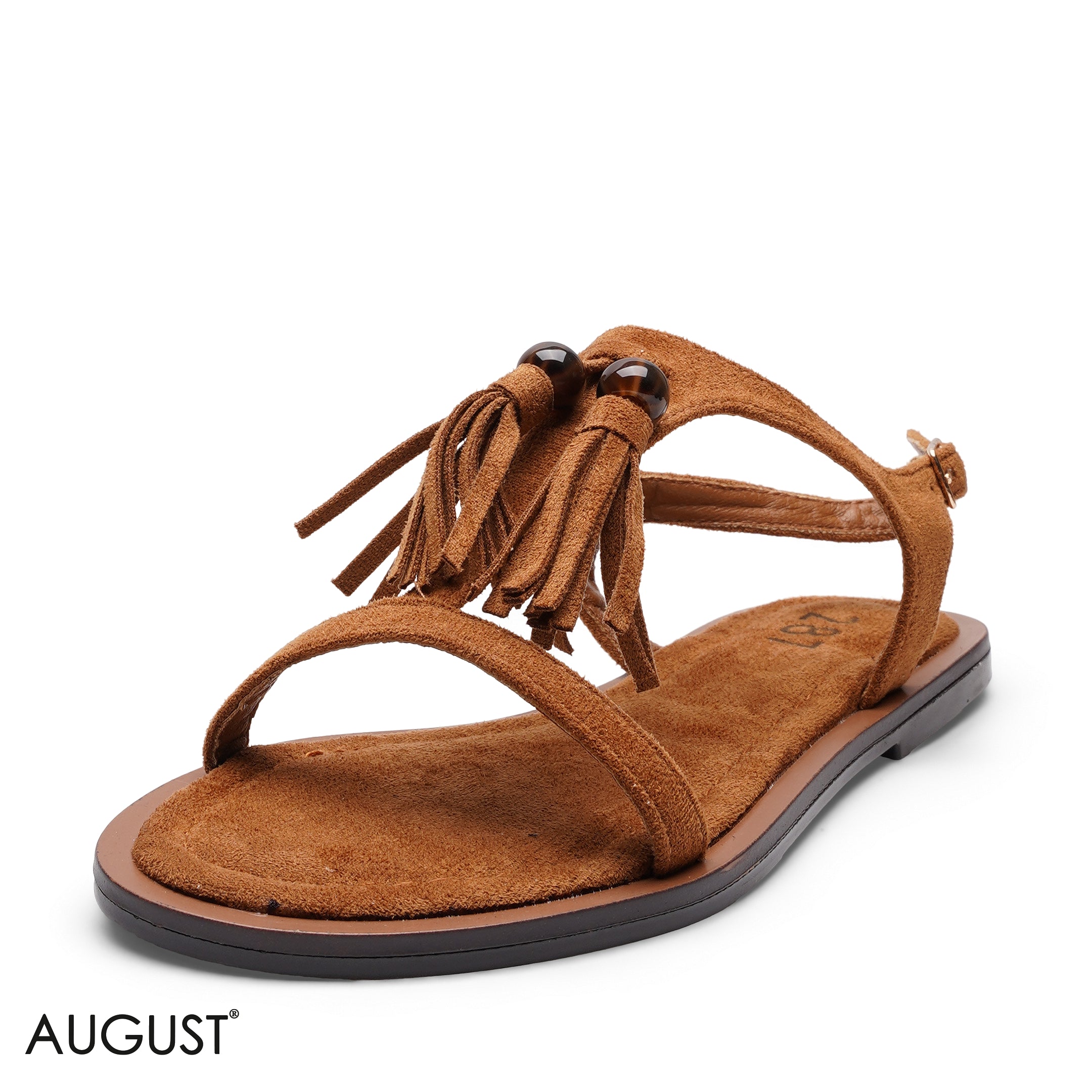 TASSEL SUEDE FLAT SANDALS