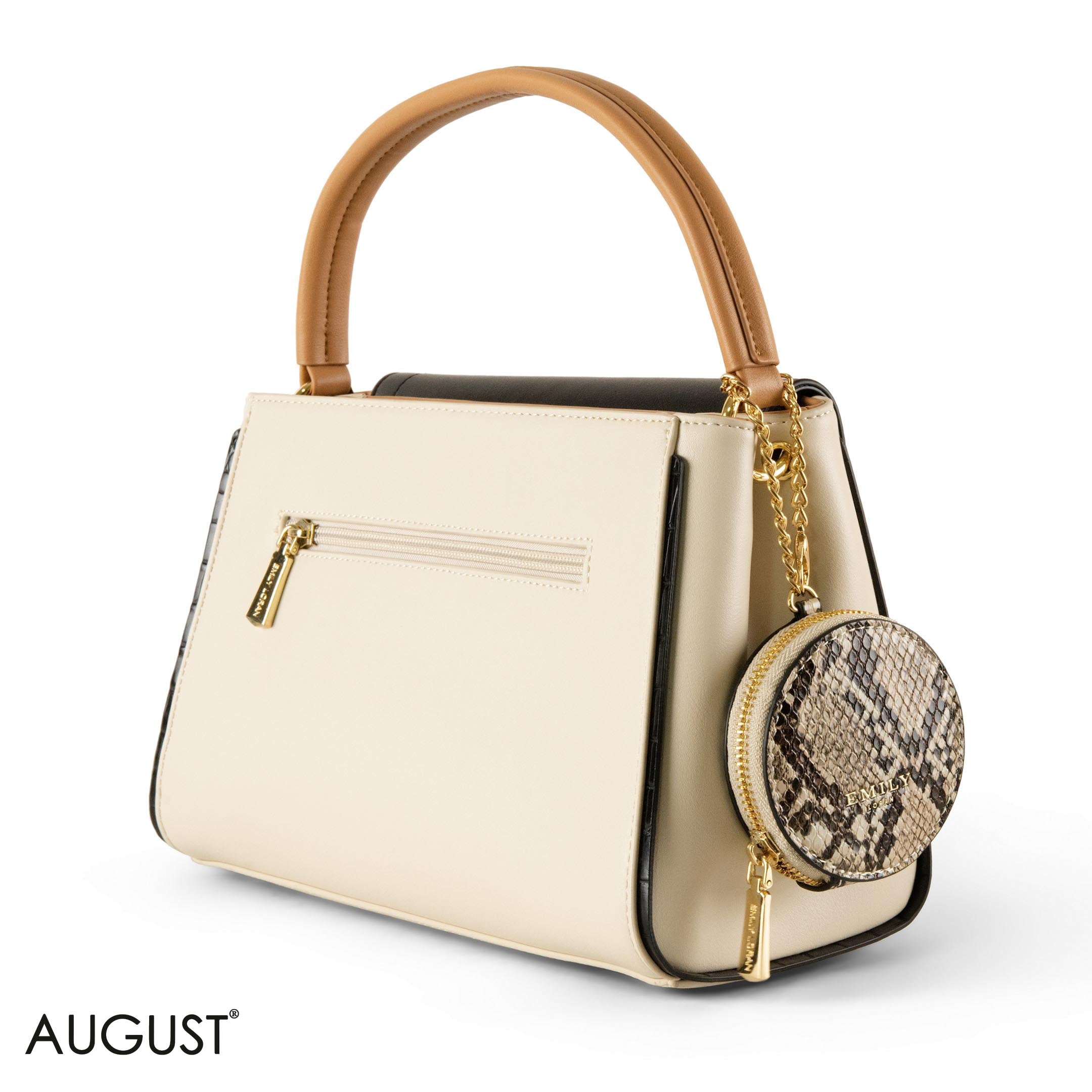 SMOOTH LEATHER HANDBAG WITH DETAIL SNAKE- MED