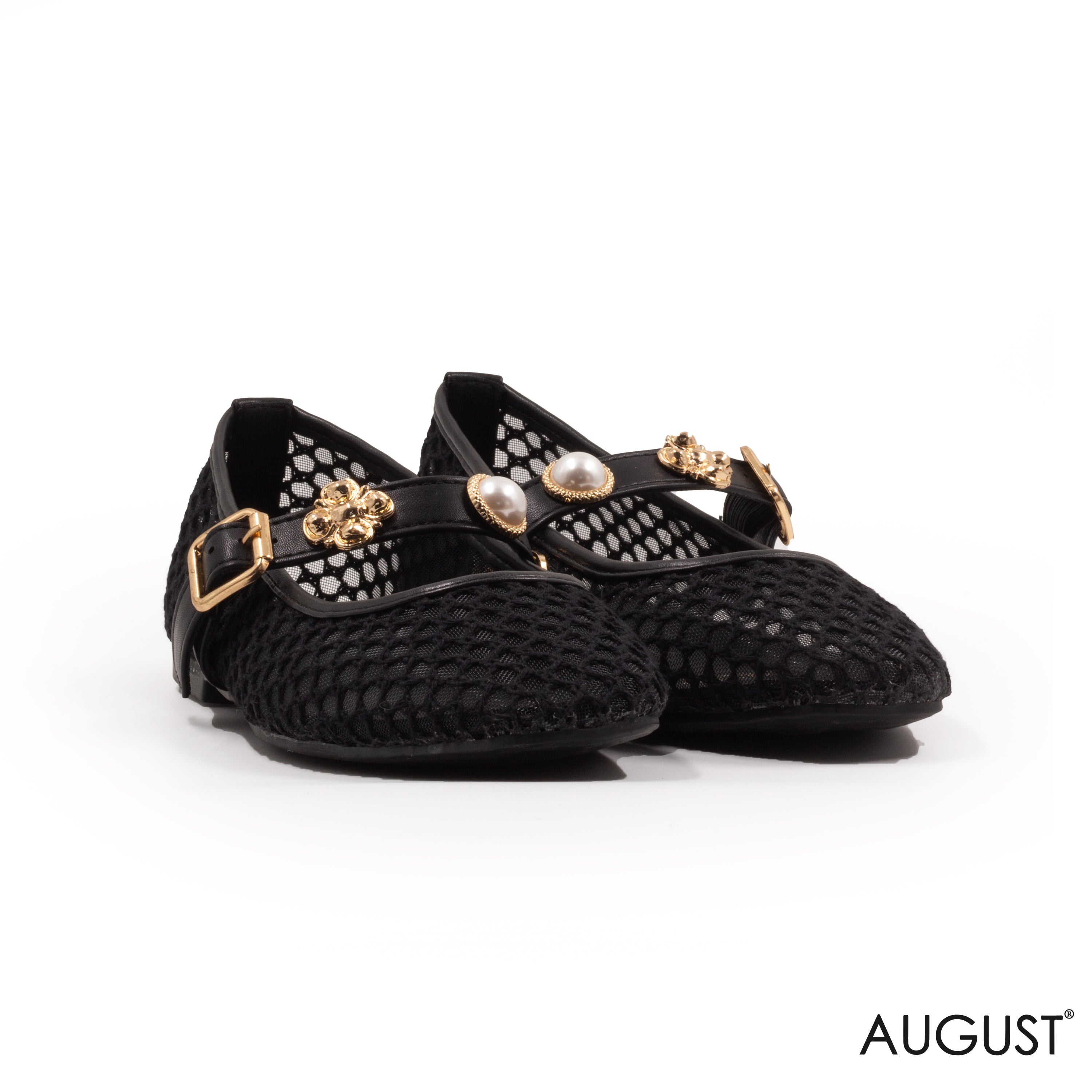 MESH BALLET FLAT WITH SLIDES SEASHELL EMBELLISHMENTS