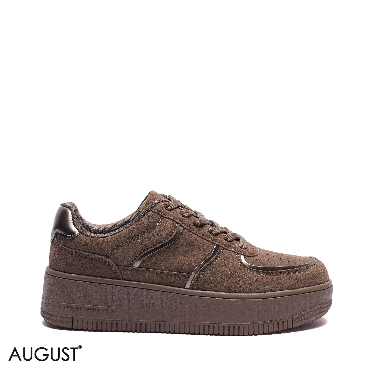 SUEDE METALLIC-TRIM PLATFORM SNEAKERS