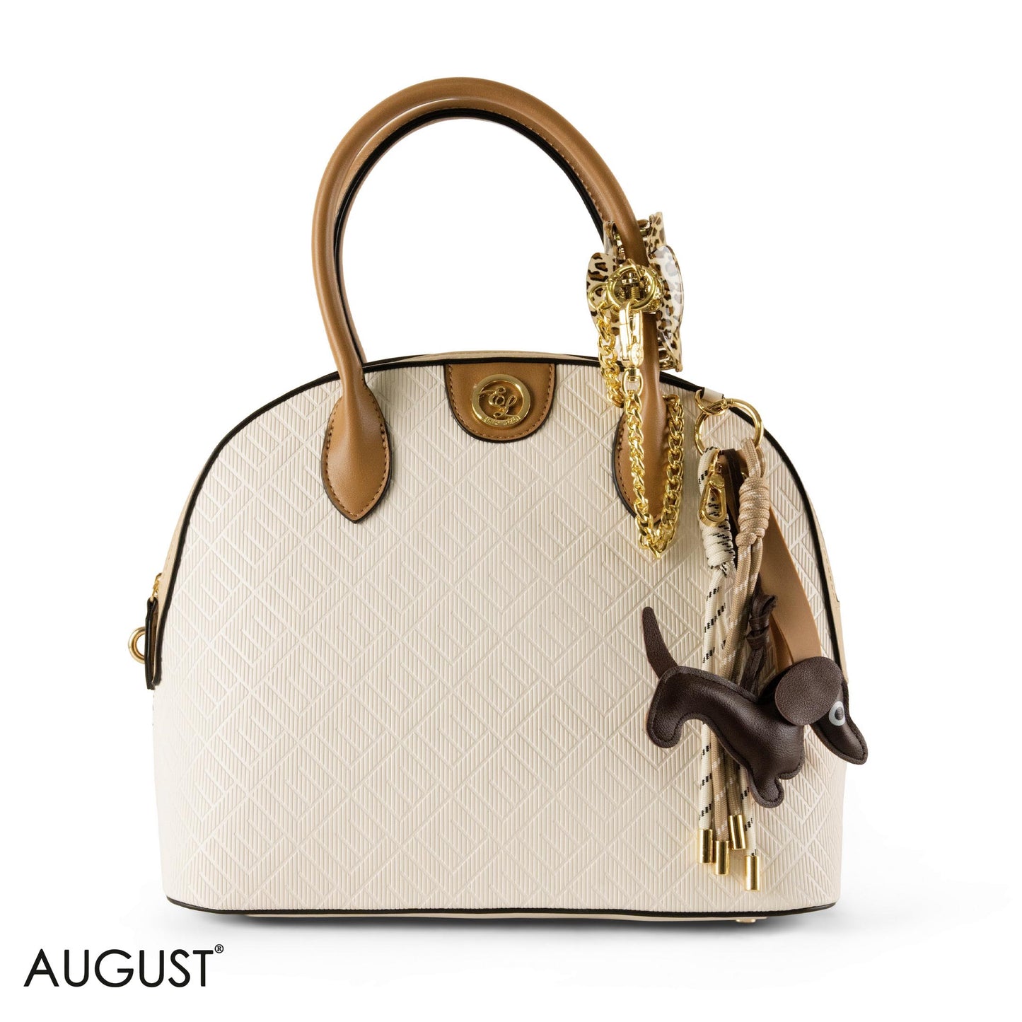 EMILY LORAN EMBOSSED LEATHER HANDBAG WITH ACCESSORIES - LARGE