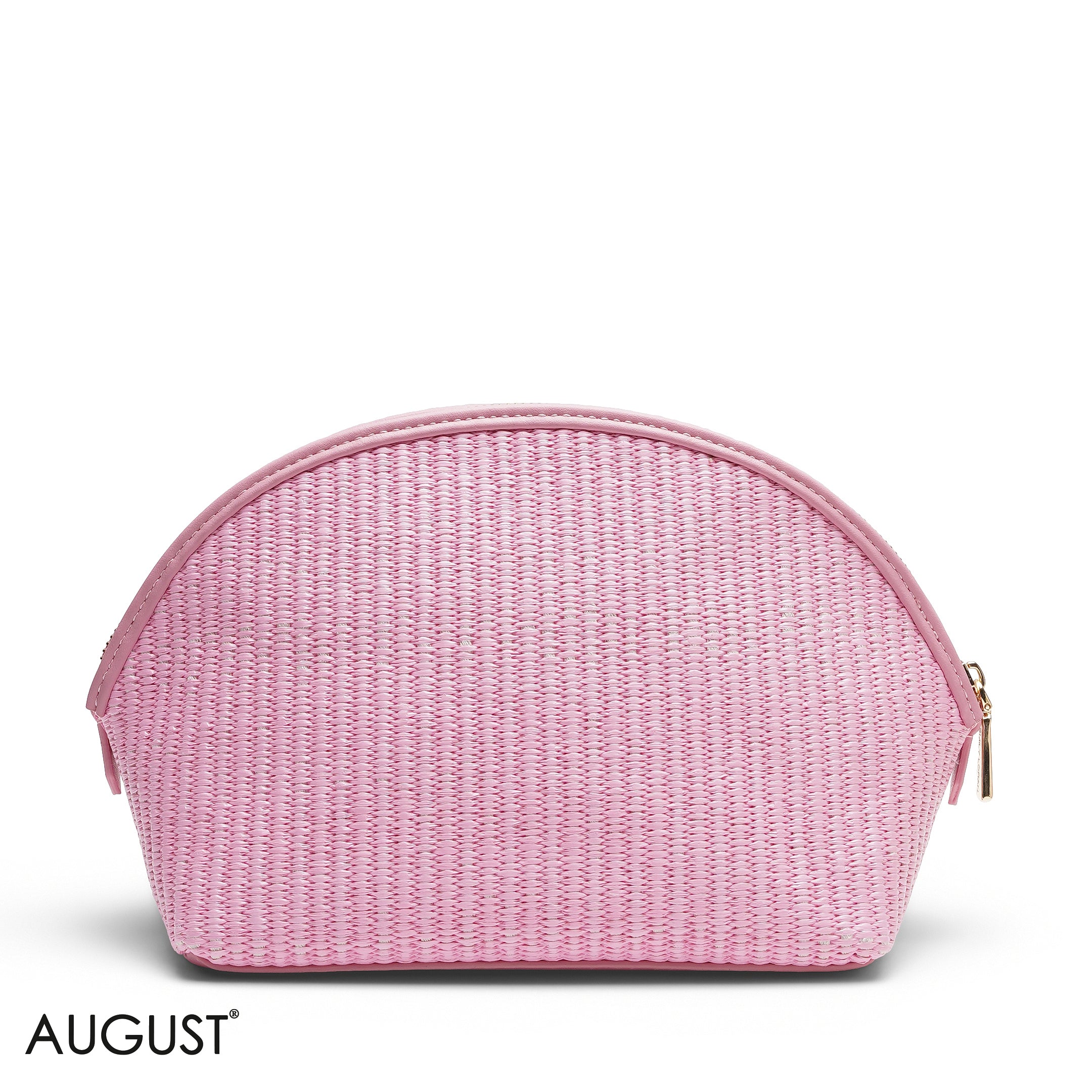 CHIC STRIPPED MAKEUP BAG WITH EMBOSSED LOGO