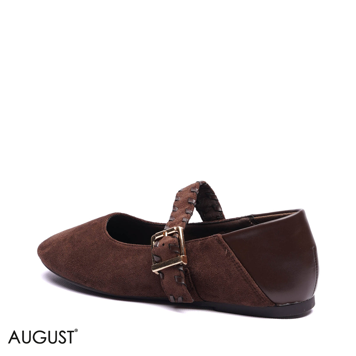 WOVEN STRAP SUEDE MARY JANE BALLET FLATS