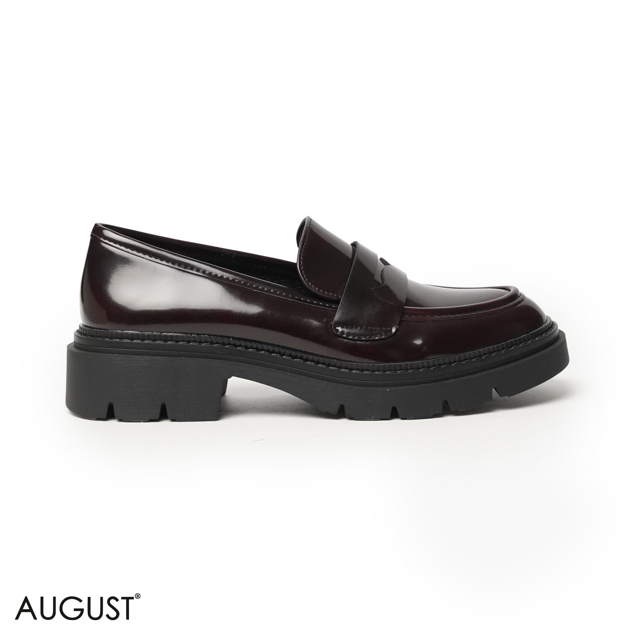 GLOSSY LEATHER LOAFERS WITH CHUNKY SOLE