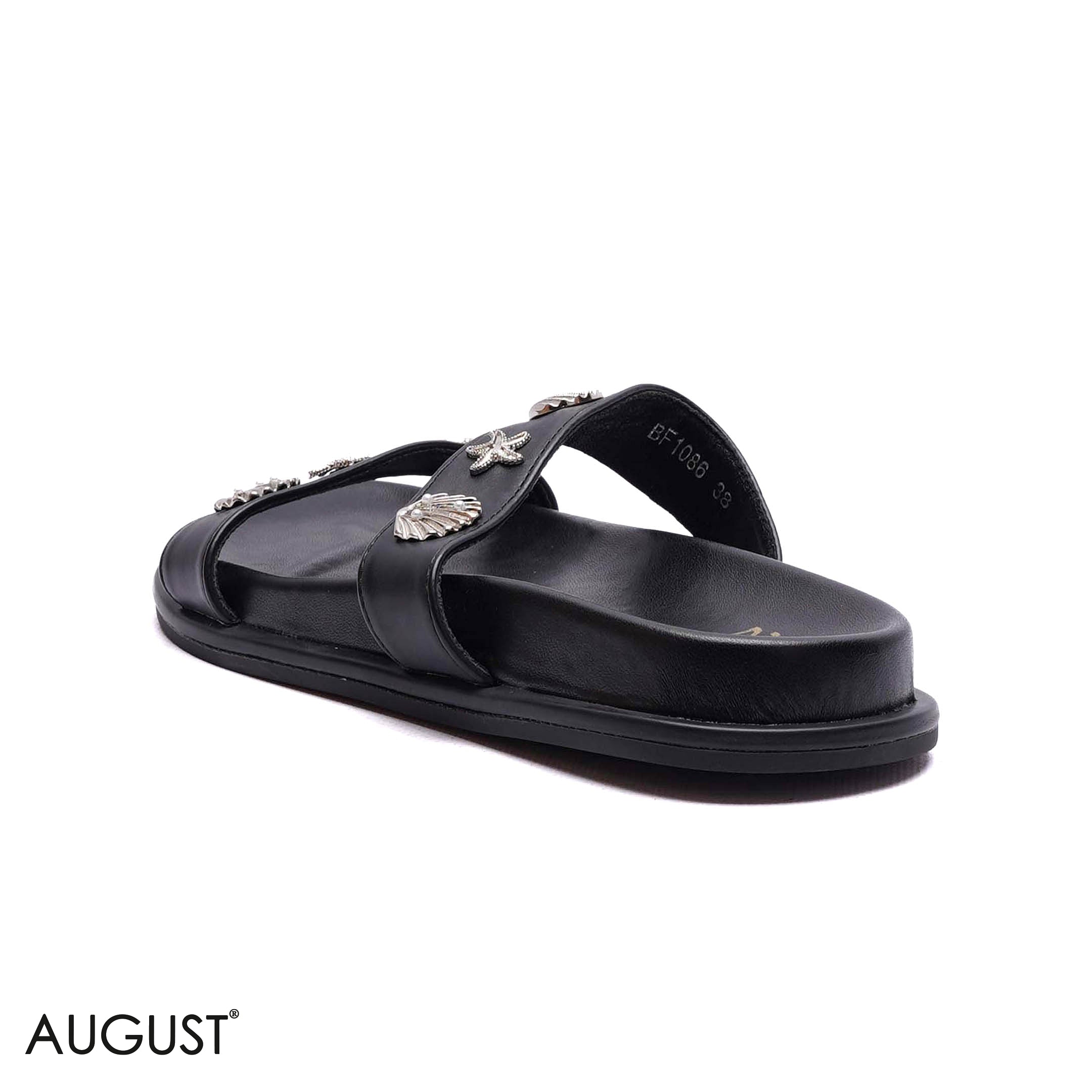 ELEGANT SEASHELL EMBELLISHED DOUBLE-STRAP SLIPPER