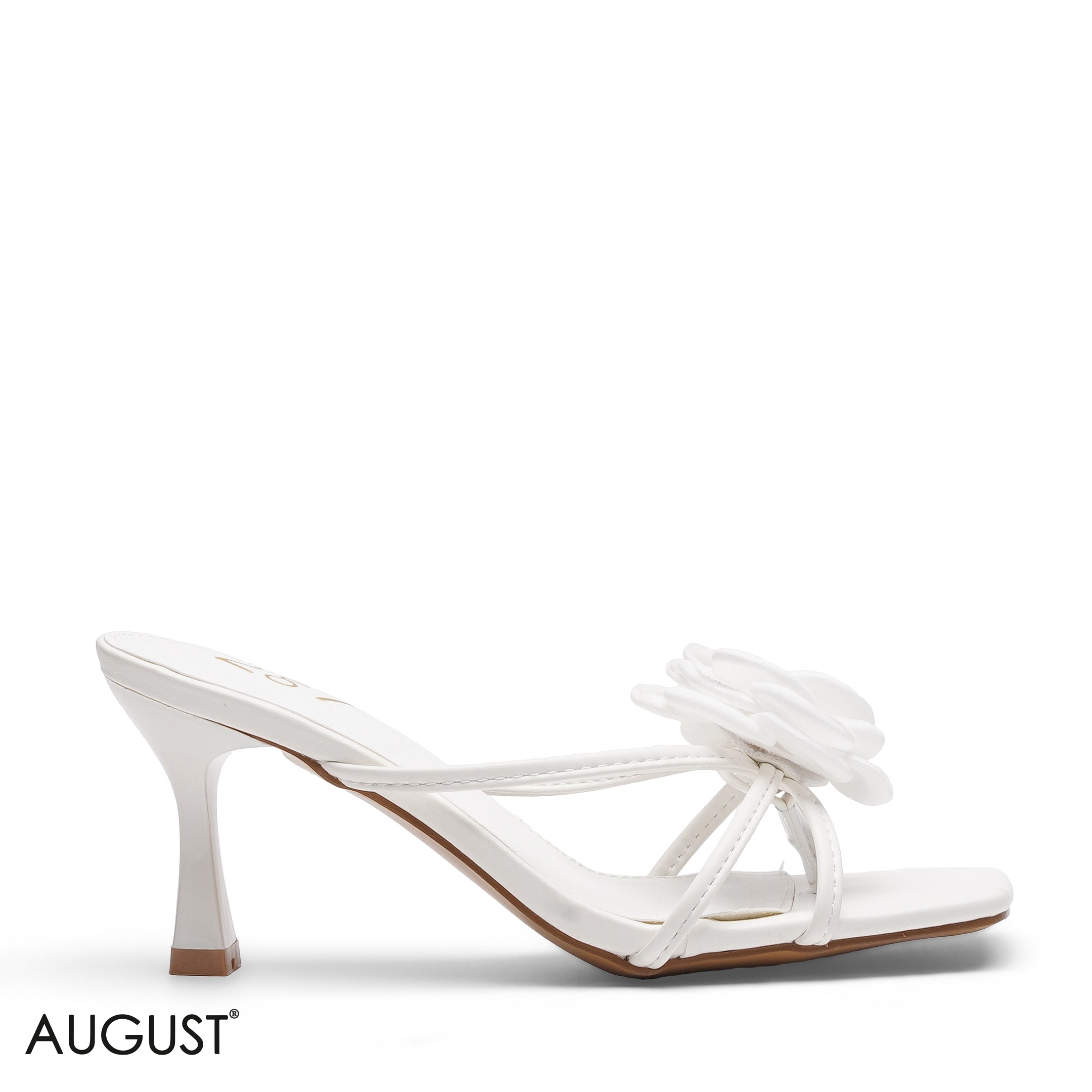 WHITE 3D FLORAL LACE SLINGBACK HEELS