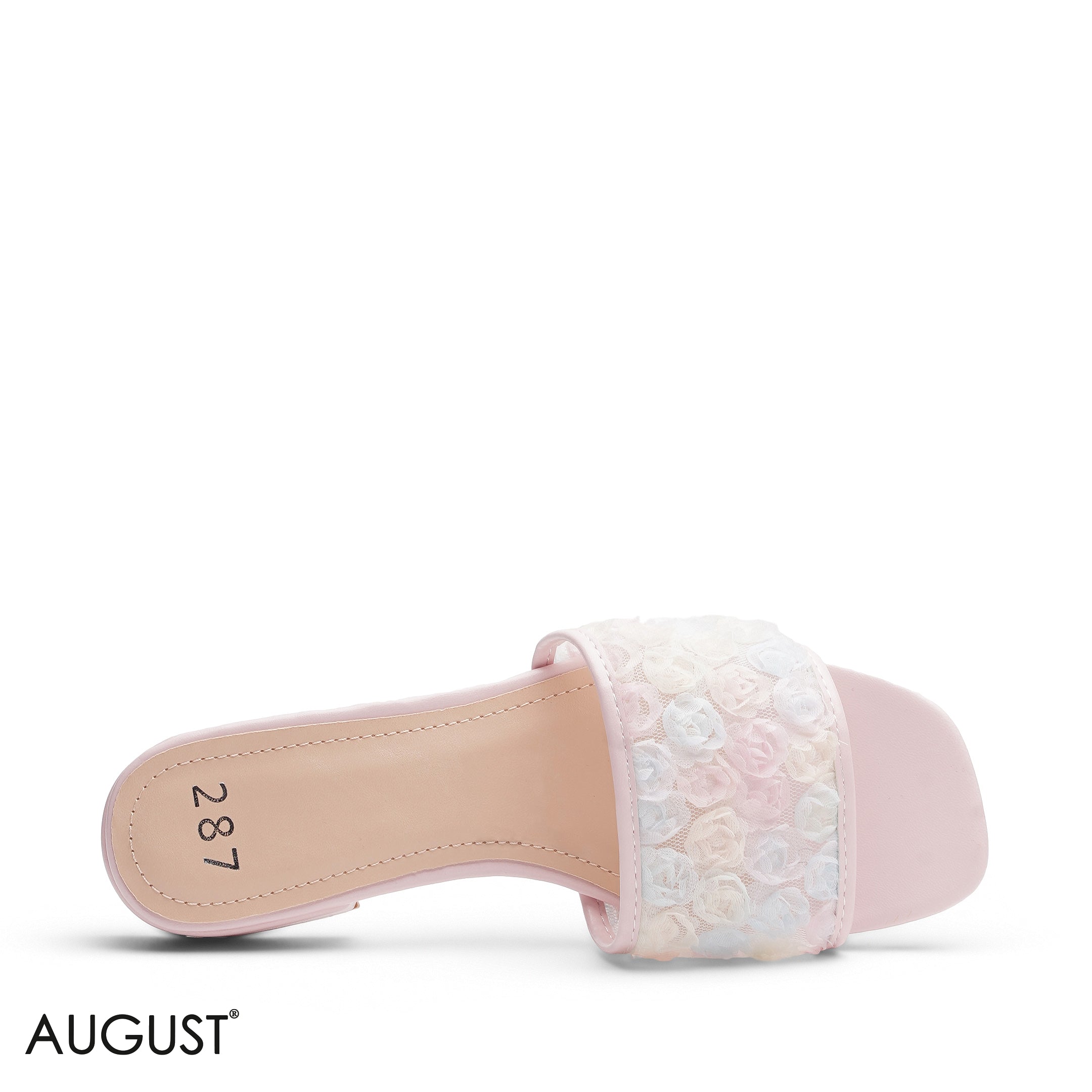 PINK FLORAL MESH SQUARE TOE SLIPPER